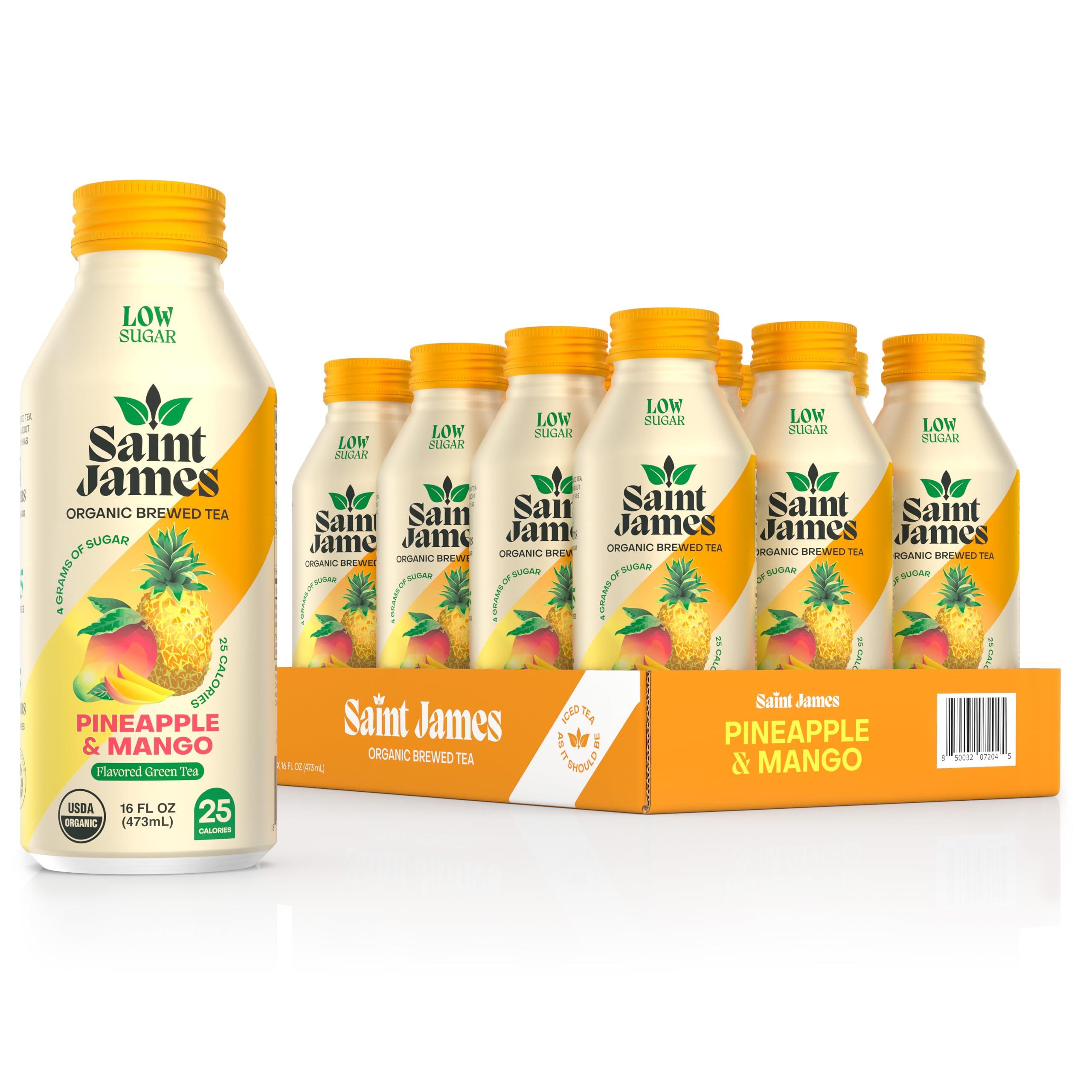 Saint James Iced Tea Saint James Iced Tea - Organic Green Tea - Non GMO, Gluten Free, Low Calorie & Low Sugar - Pineapple & Mango, 12 Pack (16.9 fl oz each)