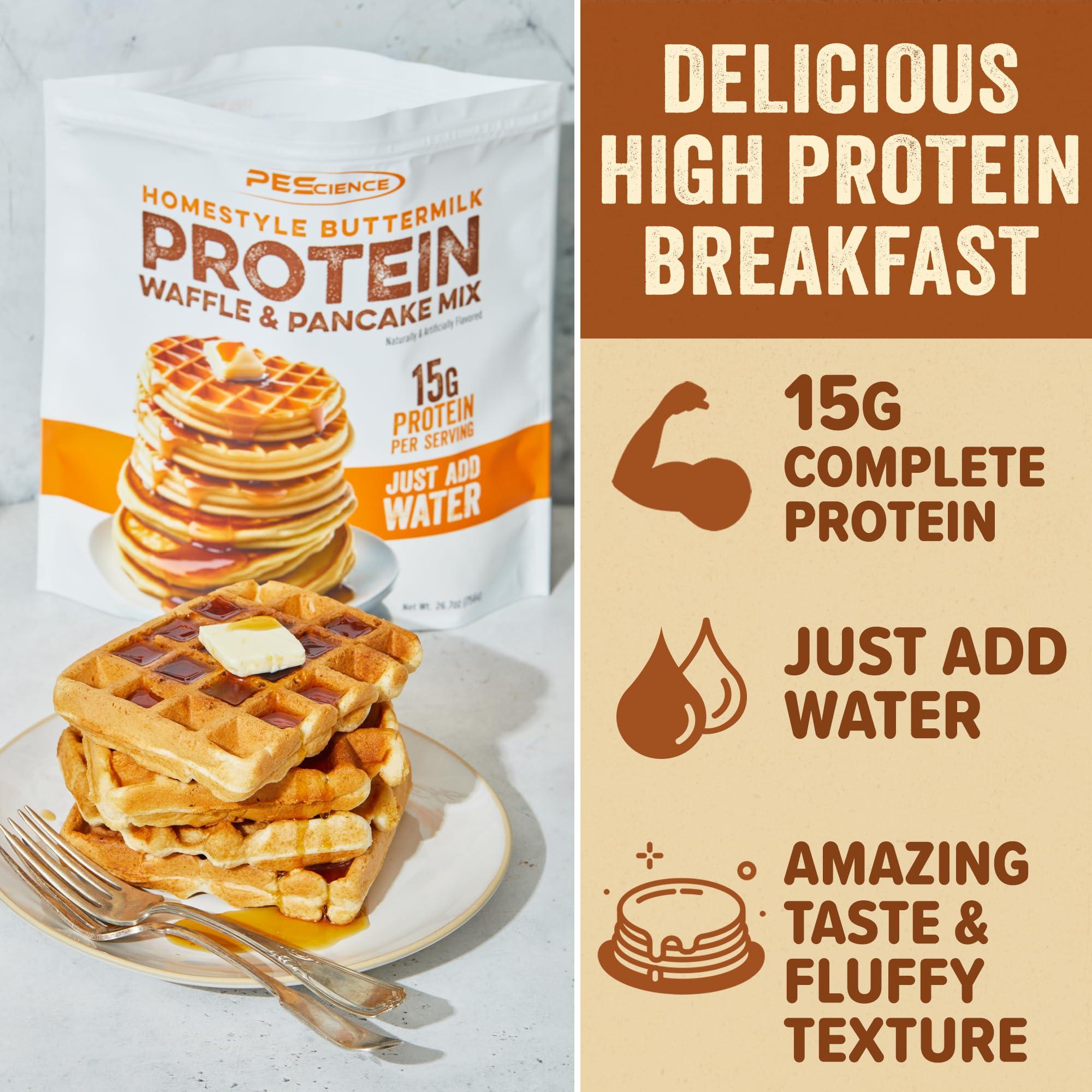 PEScience PEScience Buttermilk Protein Pancake & Waffle Mix, Just Add Water, 12 Servings