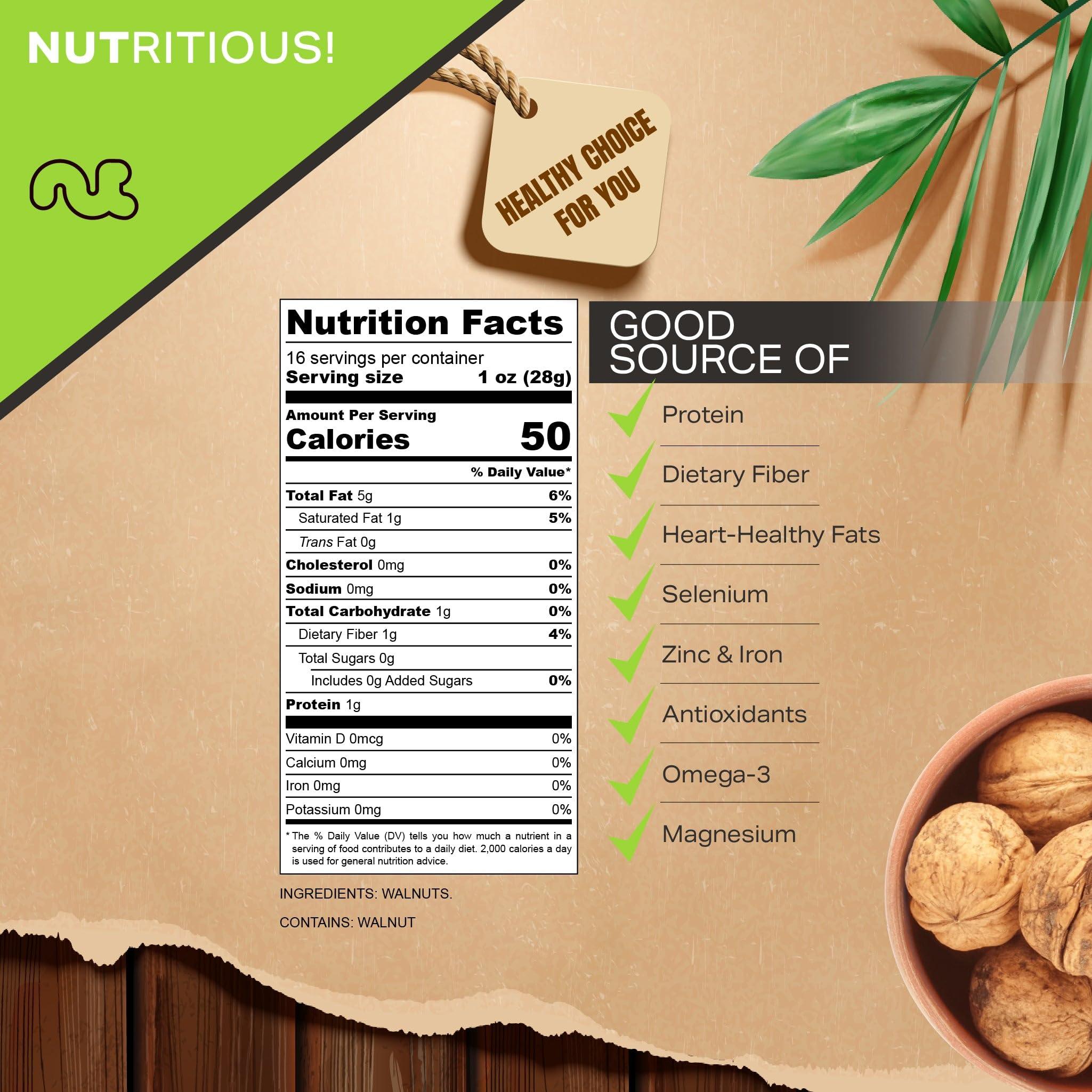 Nut Cravings NUT CRAVINGS - Raw Walnuts In Shell, Whole, (16oz - 1 LB) Packed Fresh in Resealable Bag - Nut Snack - Healthy Protein Food, All Natural, Keto, Vegan, Kosher Ideal for Trail Mixed Nuts