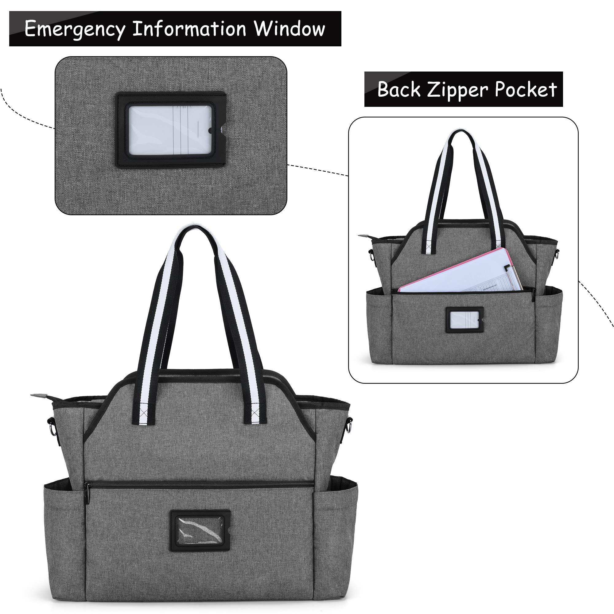 CURMIO CURMIO Nurse Tote Bag for Work, Home Health Nurse Bag with Padded Laptop Sleeve for Home Visits, Clinical Study, Health Care