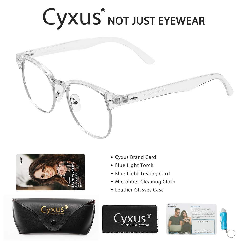 Cyxus Cyxus Blue Light Glasses Men Retro Semi Rimless Clear Blue Light Glasses for Computer Eye Strain Gaming Glasses Anti Harmful Blue Light for Men Women