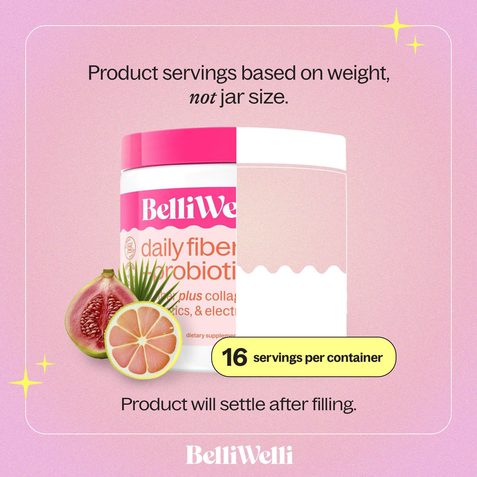 Belli Welli BelliWelli Daily Fiber Supplement Powder with Collagen, Probiotics & Electrolytes | Supports Digestive Health, Gut Balance & Debloating | Tropical Breeze | 16 Servings