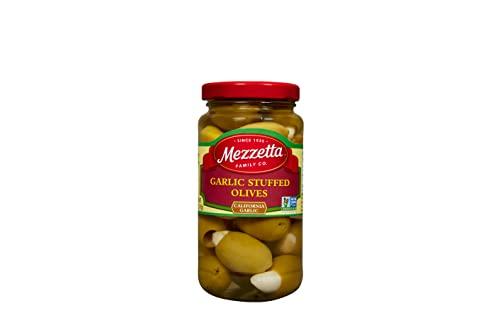 Mezzetta Mezzetta Garlic Stuffed Olives | Non-GMO, Gluten Free, Keto | 6 Ounce Dr Wt Jar (Pack of 6)