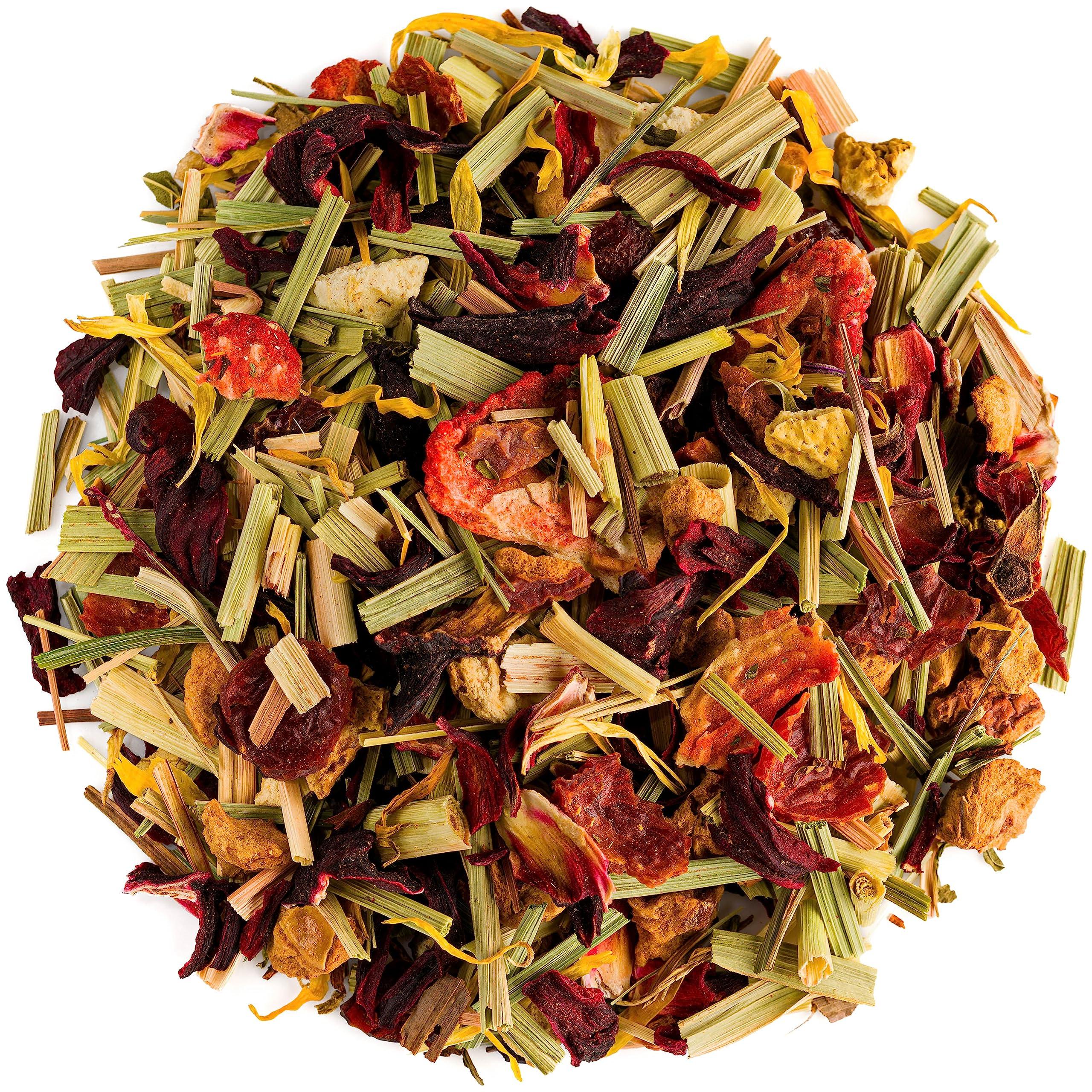 Valley of Tea Red Berry Organic Fruit Tea - Fruit Tea Tisane - Fruity Herbal Infusion - Red Berries Tea Red Berry Tea Red Fruits Tea 200g