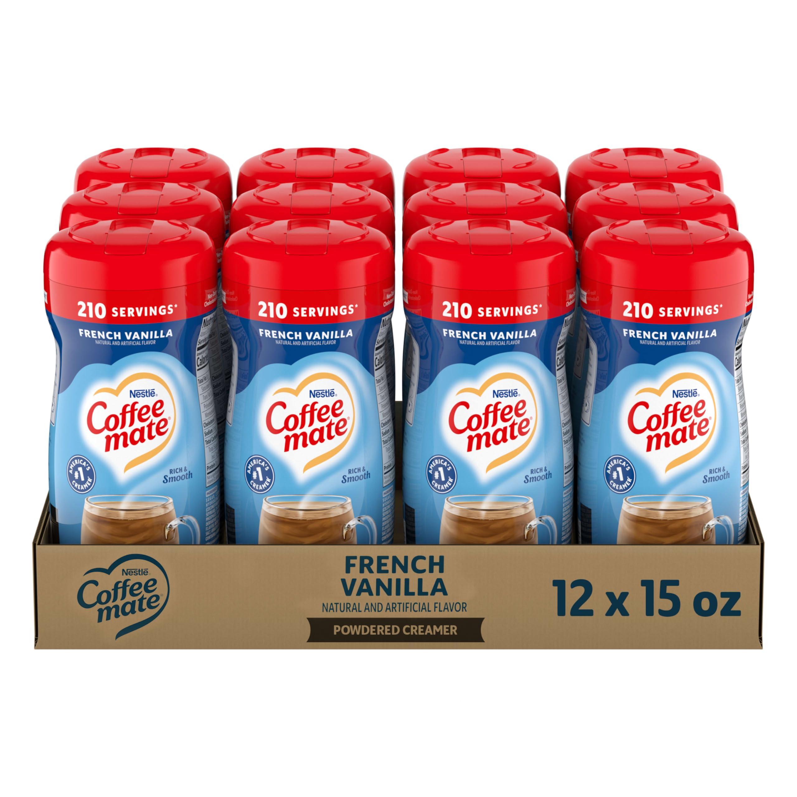Coffee mate Nestle Coffee mate Coffee Creamer, French Vanilla, Non Dairy Powder Creamer, 15 oz Canister (Pack of 12)