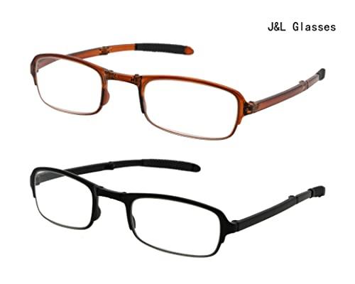 J&L Glasses J&L Glasses 2 Pack Fashion Mini Pocket Folding Reading Presbyopic Glasses For Men Women (2pack, 3.0)