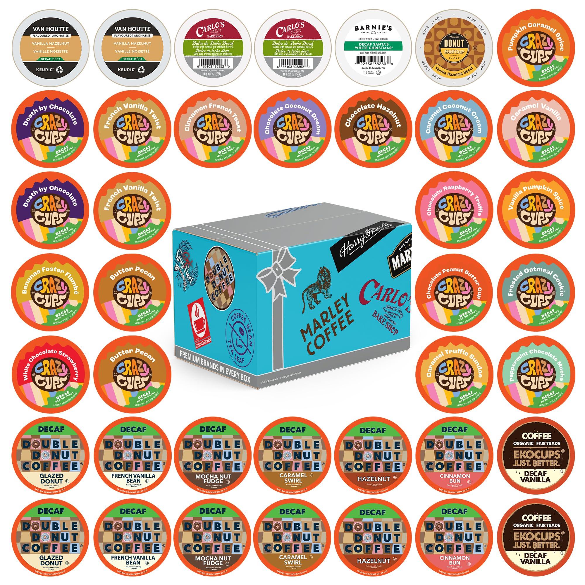 Crazy Cups Flavored Decaf Coffee Pods Variety Pack, Great Mix of Decaffeinated Coffee Pods Compatible with all Keurig K Cups Brewers, 40 Count Bulk Pack