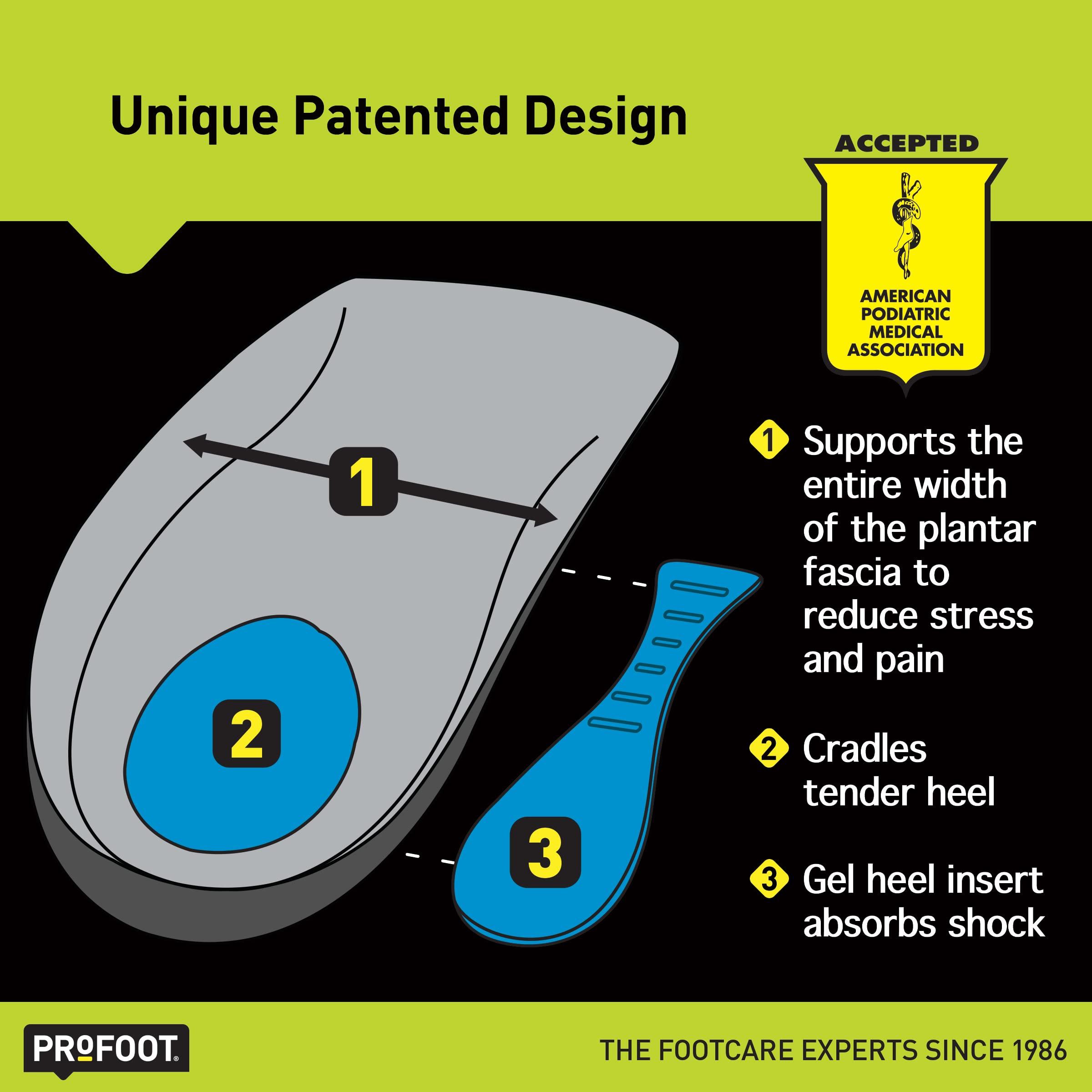 PROFOOT Profoot Orthotic Insoles for Plantar Fasciitis & Heel Pain, Men\'s 8-13, 1 Pair