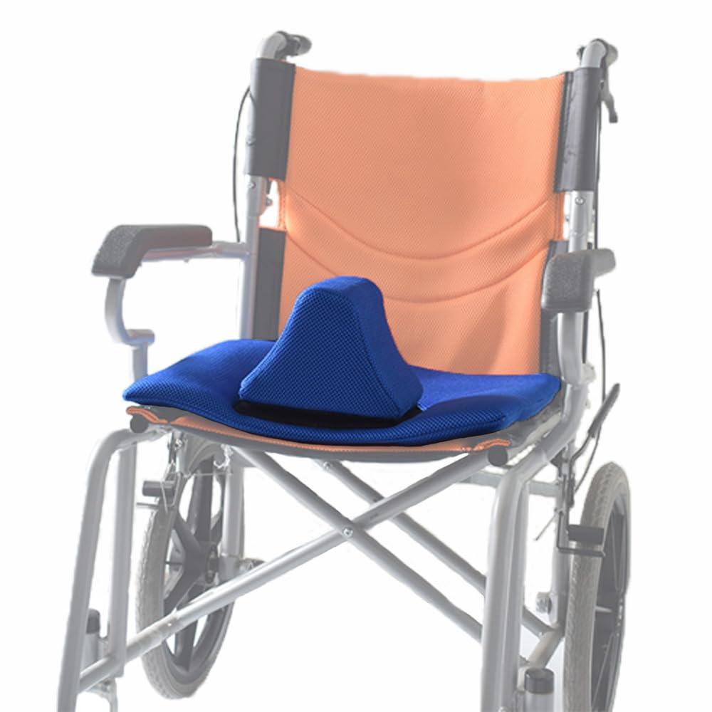 EDWERD EDWERD Wheelchair Wedge Saddle Cushion - Electric Mobility Scooter Seat Pad with Convex Pommel for Elderly, Disabled & Limb Weakness, Soft Non-Slip (Blue)
