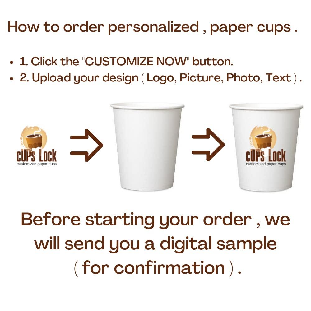 Cupslock CupsLock Personalized Coffee Cups Paper Coffee Cups for Hot and Cold Drinks Coffee Cups for Shops, Office, Small Businesses Sturdy and Reliable Custom Cups Personalized with Logo (16oz - 50Pack)