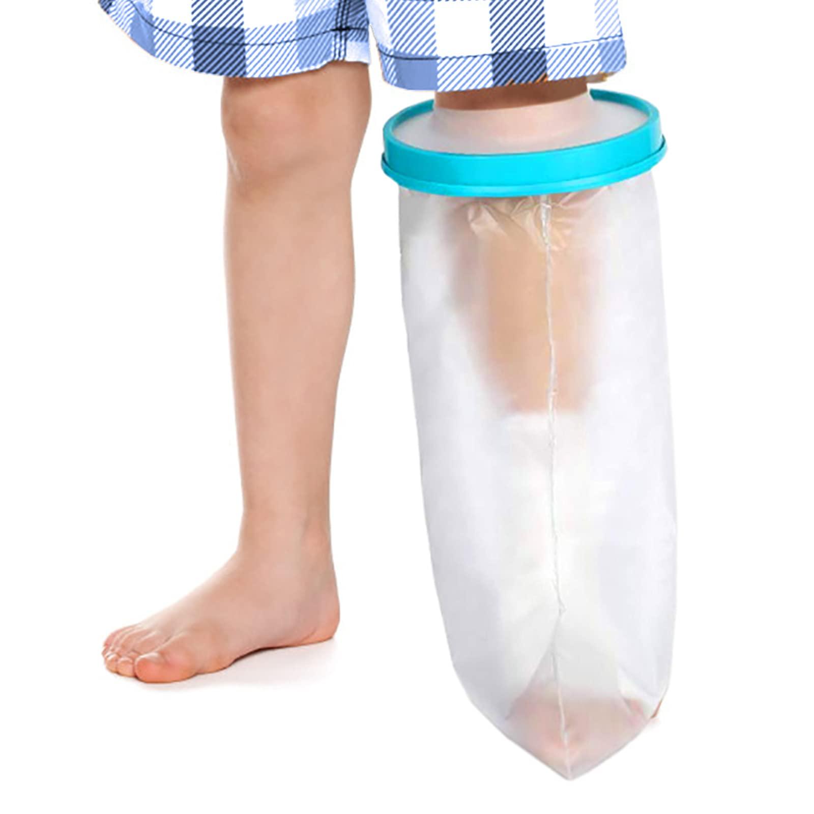 Clheatky Kids Leg Cast Cover Waterproof Leg Cast Cover for Shower Bath Watertight Plastic Protection Keep Bandage Dry, Reusable Foot Cast Protector for Leg, Knee, Foot, Ankle Wound17.5inch)