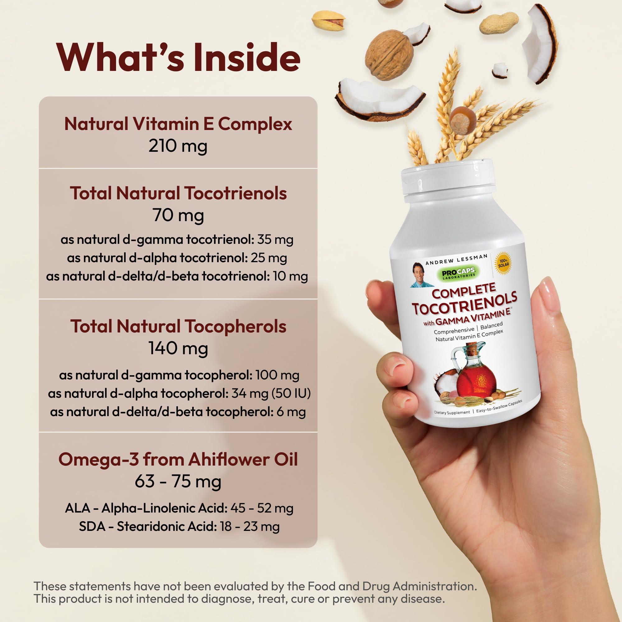 ANDREW LESSMAN Andrew Lessman Complete Tocotrienols with Gamma Vitamin E 30 Softgels  Eight Forms of Vitamin E (Alpha, Beta, Gamma & Delta Tocopherols and Tocotrienols). Powerful Anti-oxidant. No Additives