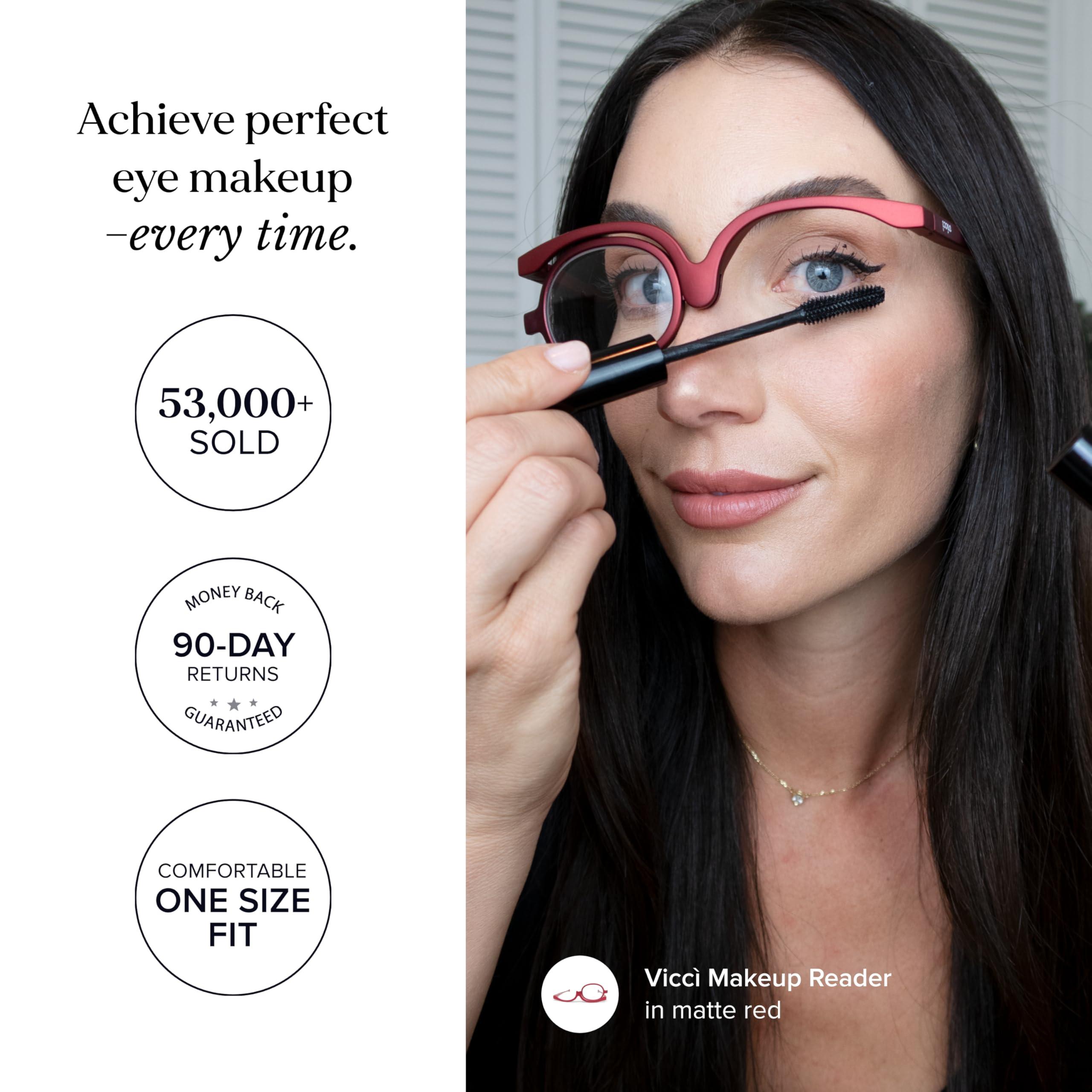 VICCI VICCI Makeup Reading Glasses | Cosmetic Readers Flip Up Lens Magnifying Eyeglasses for Women | Dual-Purpose Functionality, Lightweight Makeup Glasses | Offering Distortion-Free Vision +3.5 | Red