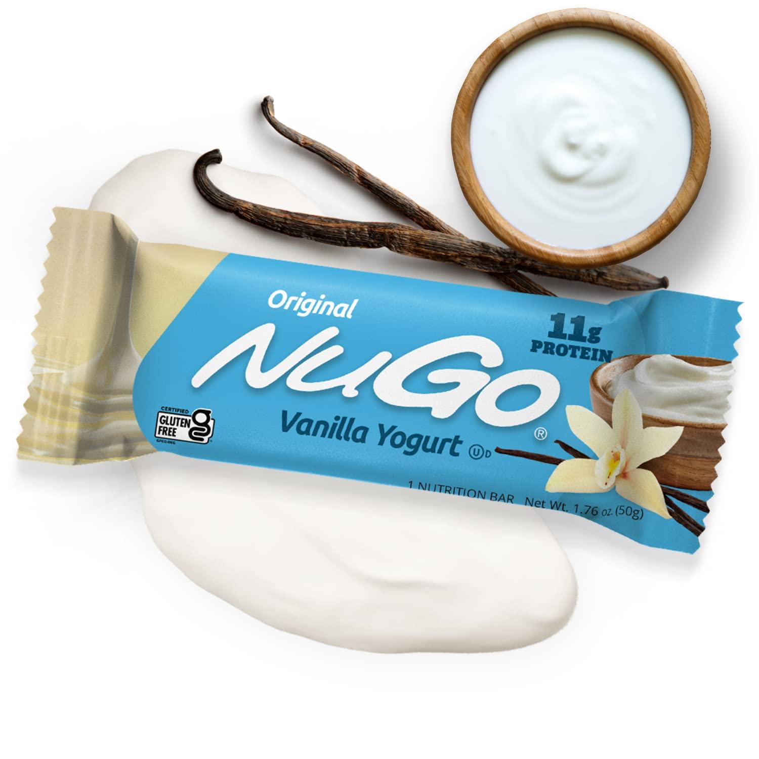 NuGo NuGo Protein Bar, Vanilla Yogurt, 11g Protein, Gluten Free, 15 bars and NuGo Plant Protein Powder, Vanilla, 20g Vegan Protein, Low Sugar, 26 servings