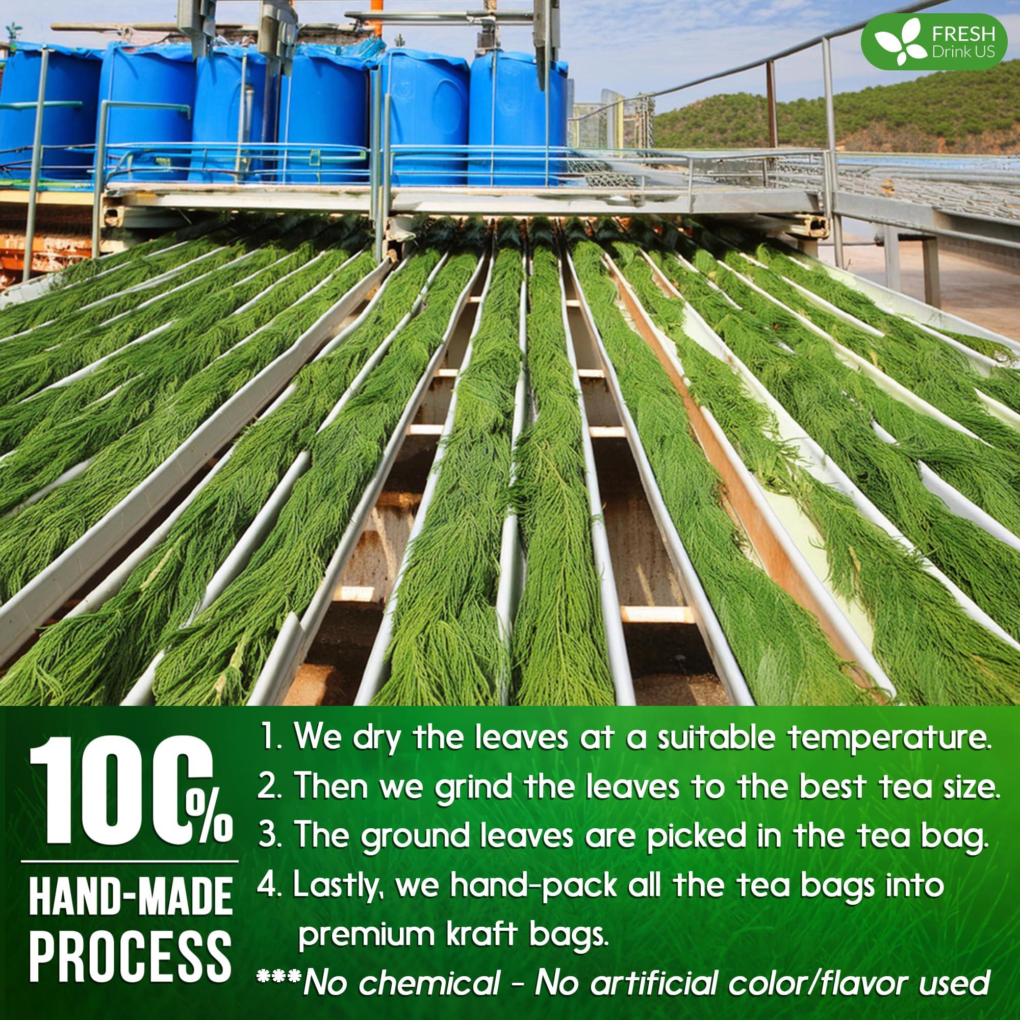 FRESHDRINKUS FreshDrinkUS, Premium 75 Horsetail Leaf Tea Bags, 100% Natural & Pure from Horsetail Loose Leaves Herbal Tea. Made with Natural Material Tea Bags. No Sugar, No Caffeine, No Gluten, Vegan.