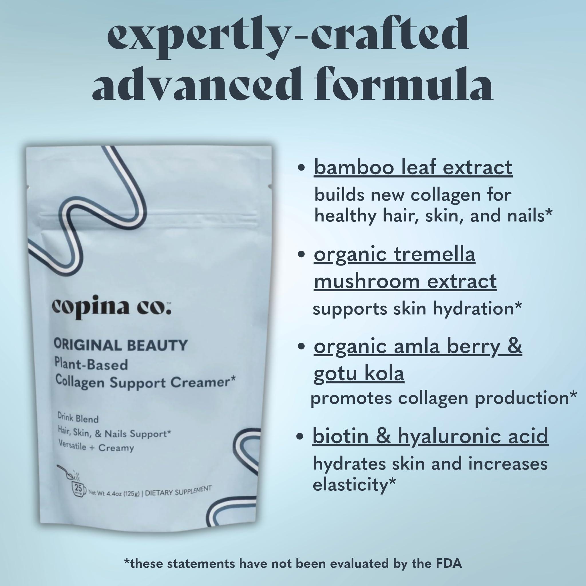 Copina Co. Copina Co. Original Vegan Collagen Booster Creamer Mix: Plant Based Collagen Support Smoothie Drink Vegan Creamy Blend | Original Flavor | 1 Bag - 25 servings per bag