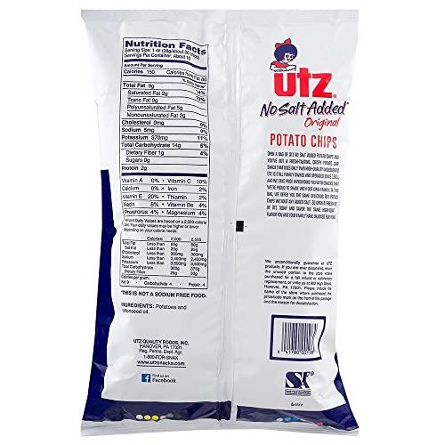 Utz UTZ No Salt Added Original Potato Chips 9.5 Ounces (4 Bags)