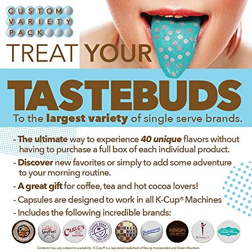 Crazy Cups Coffee Pods Variety Pack Sampler, Assorted Single Serve Coffee for Keurig K Cups Coffee Makers, 40 Unique Cups - Great Coffee Gift