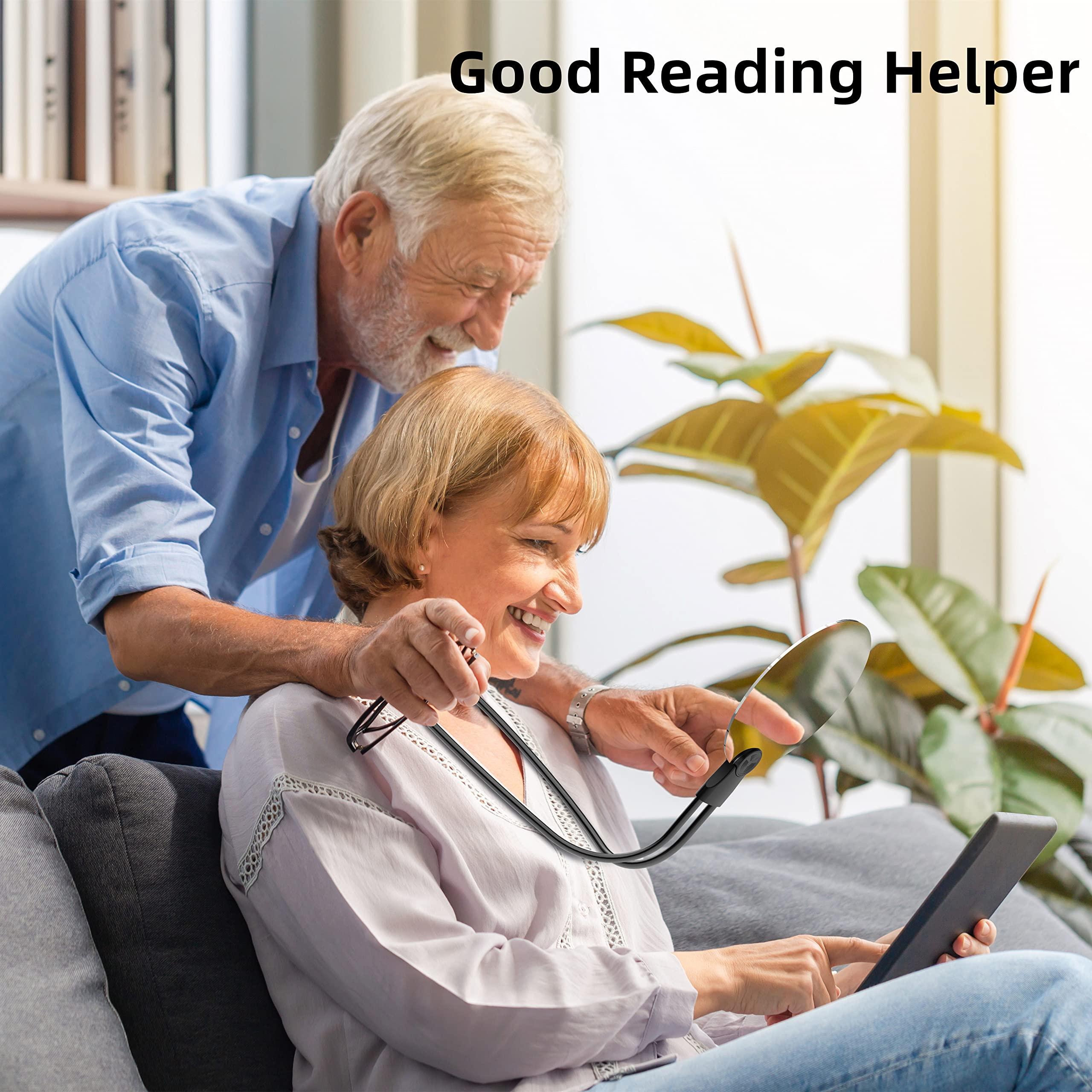Sagefidere 3X Hands Free Magnifying Glass for Close Work,Neck Wear Large Magnifying Glass for Reading Books,Sewing, Cross Stitch,Low Vision Seniors with Aging Eyes(Black)