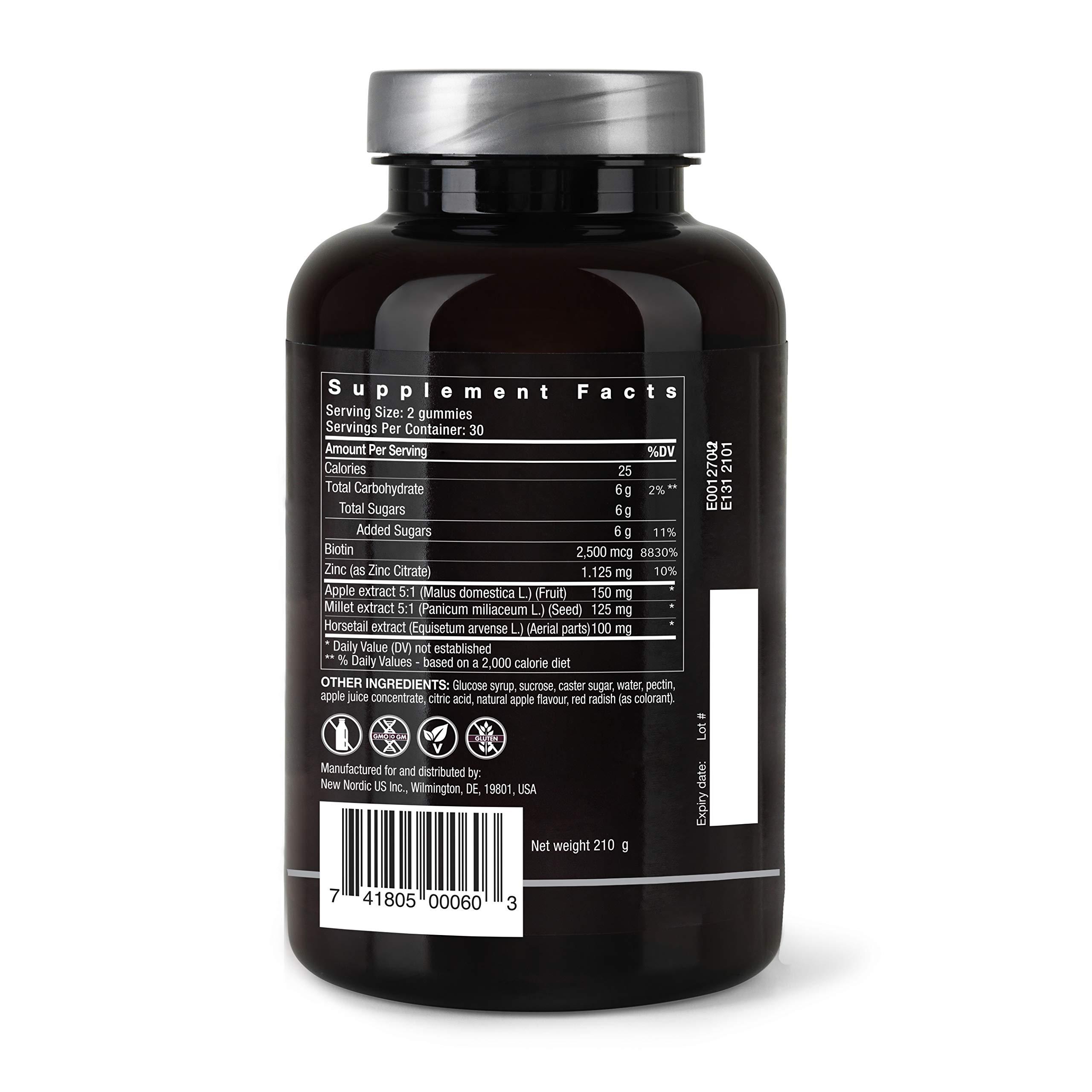 NEW NORDIC NEW NORDIC Hair Volume Gummies, 2500 mcg Biotin, Daily Hair Vitamins Supplement to Support Hair Skin & Nails, Vegan, 60 Count (Pack of 1)