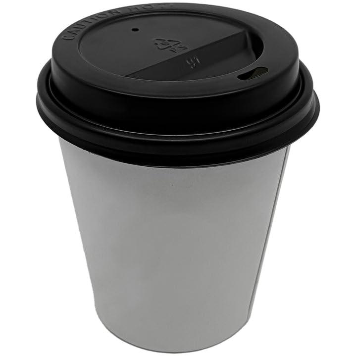 Vezee VeZee 10oz., 12oz & 16oz - Disposable Black Plastic Dome Lids for Poly-Paper Cups For Thanksgiving - Perfect For Poly-Paper Hot/Cold Cups : 150 Count