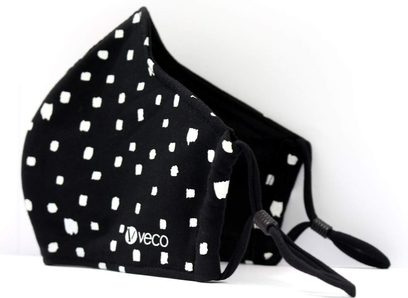 VECO VECO Fabric Face Mask - Pack of 5 (Adult, Black Combo)