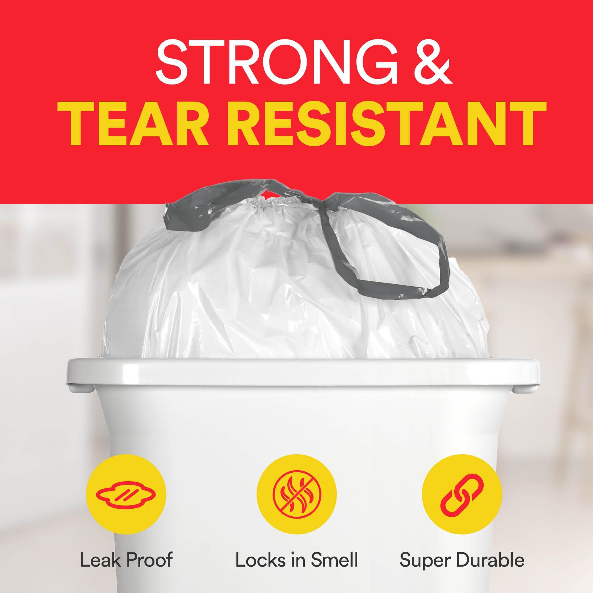 HOUZZKINGZ USA Small Trash Bags 4 Gallon Trash Bags Drawstring - 57 White Unscented Small Garbage Bags | Waste Basket Plastic Trash Can Liners | Bathroom House Cleaning Supplies