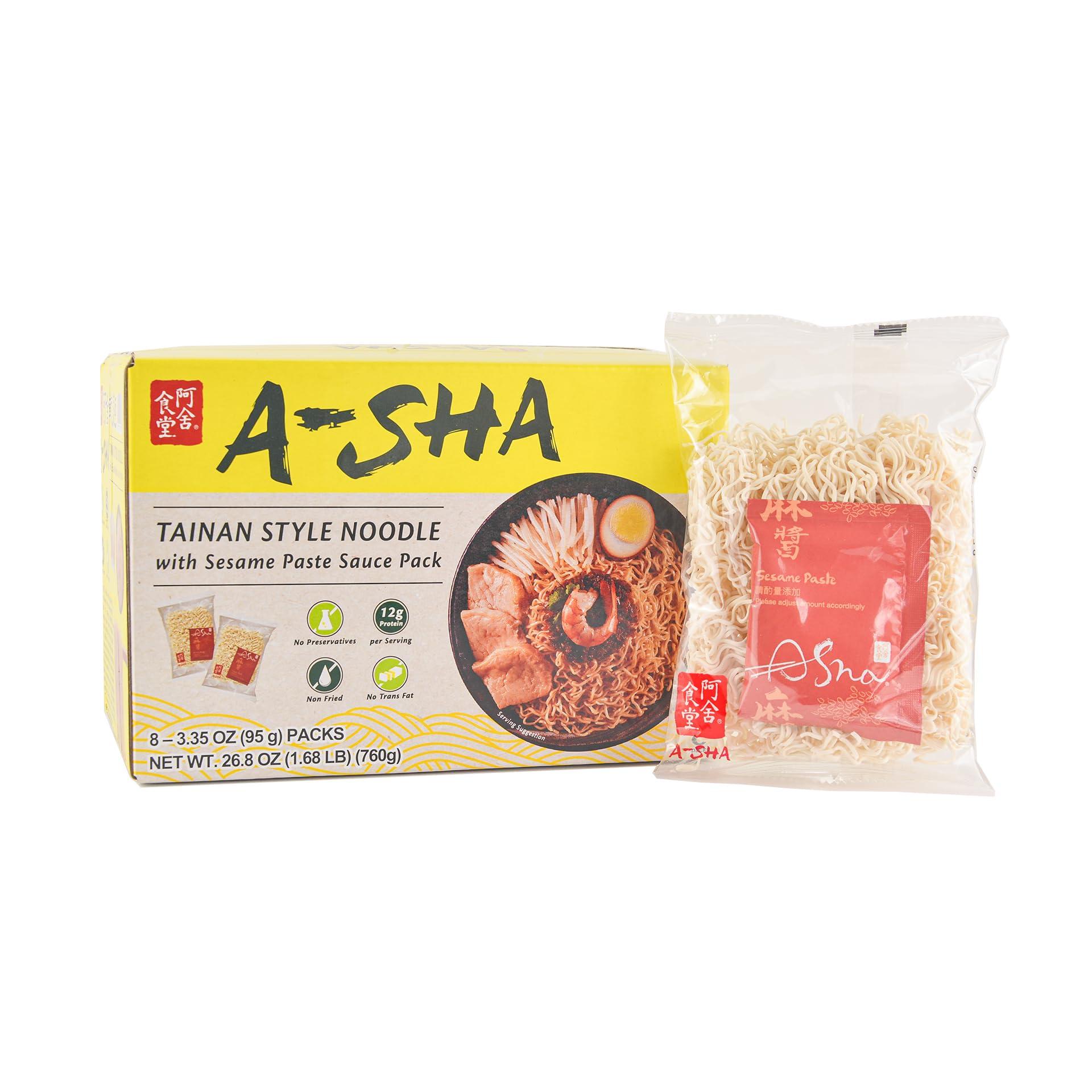 A-Sha Healthy Ramen Noodles With Sesame Sauce - Tainan Thin Sized Noodles, 8 Pack