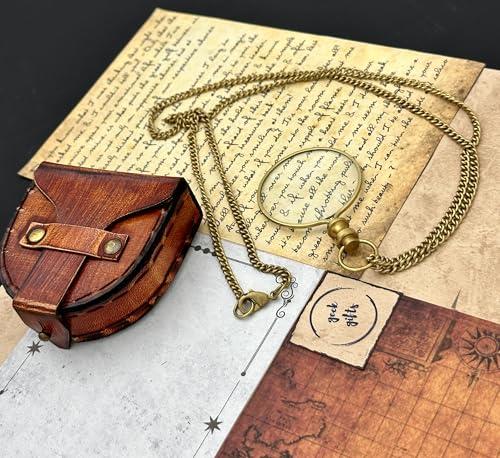 geekgifts Monocle Pocket Magnifying Glass with Leather Box, Magnifying Glass for Reading, Pocket Monocle Costume - Pocket Magnifiers 10x, Keepsake, Stocking Stuffer Gifts for Men Women