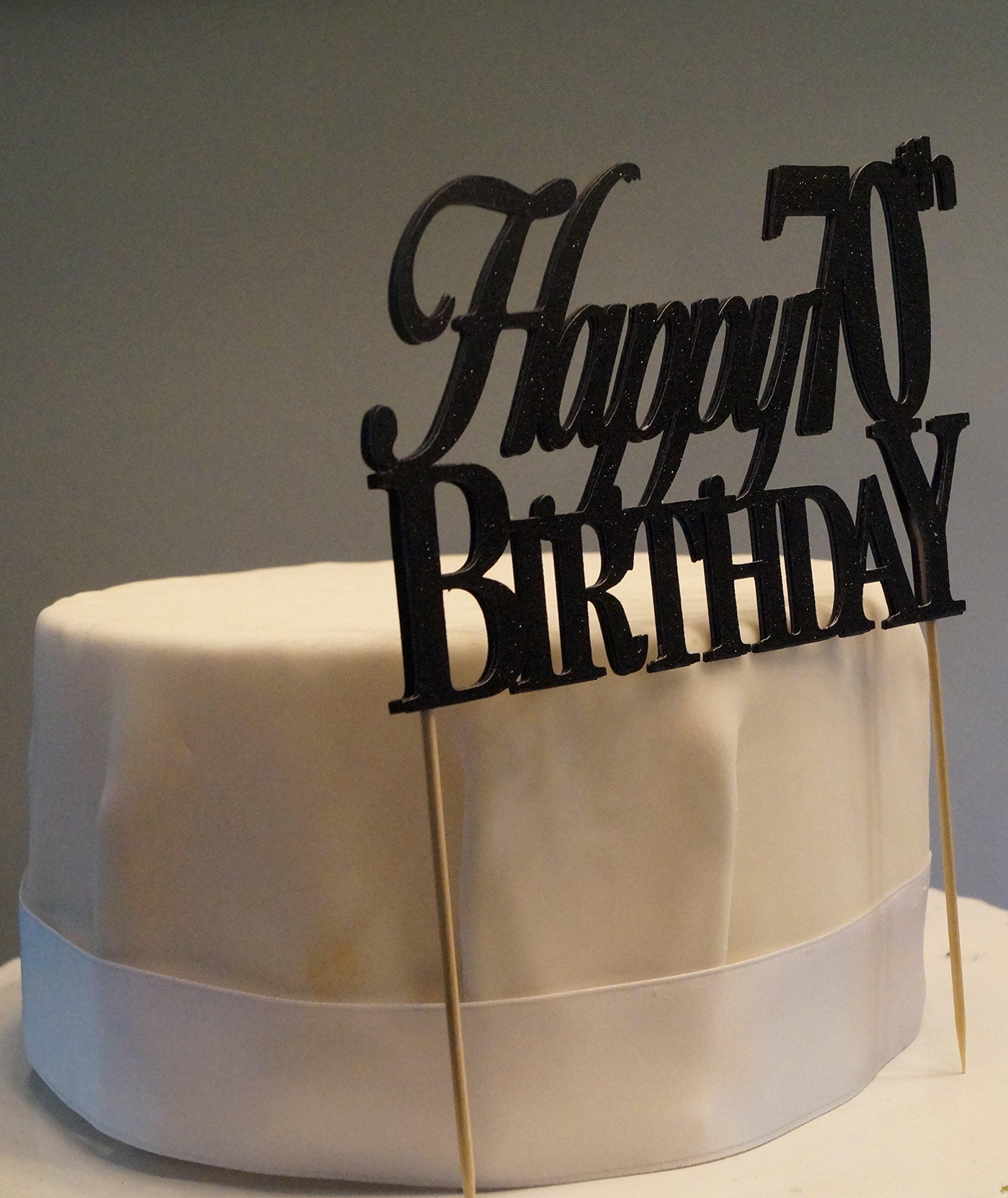 All About Details All About Details Happy 70th birthday Cake Topper,1pc, 70th Birthday, Cake Decoration, Party Decor (Black)