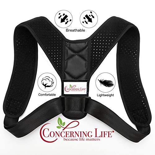 CONCERNING LIFE Posture Corrector For Men and Women - Upper Back Brace Posture Corrector - Back Support Brace - Helps Clavicle Support , Adjustable Back Straightener Helps back Pain Relief Neck, Back & Shoulder,