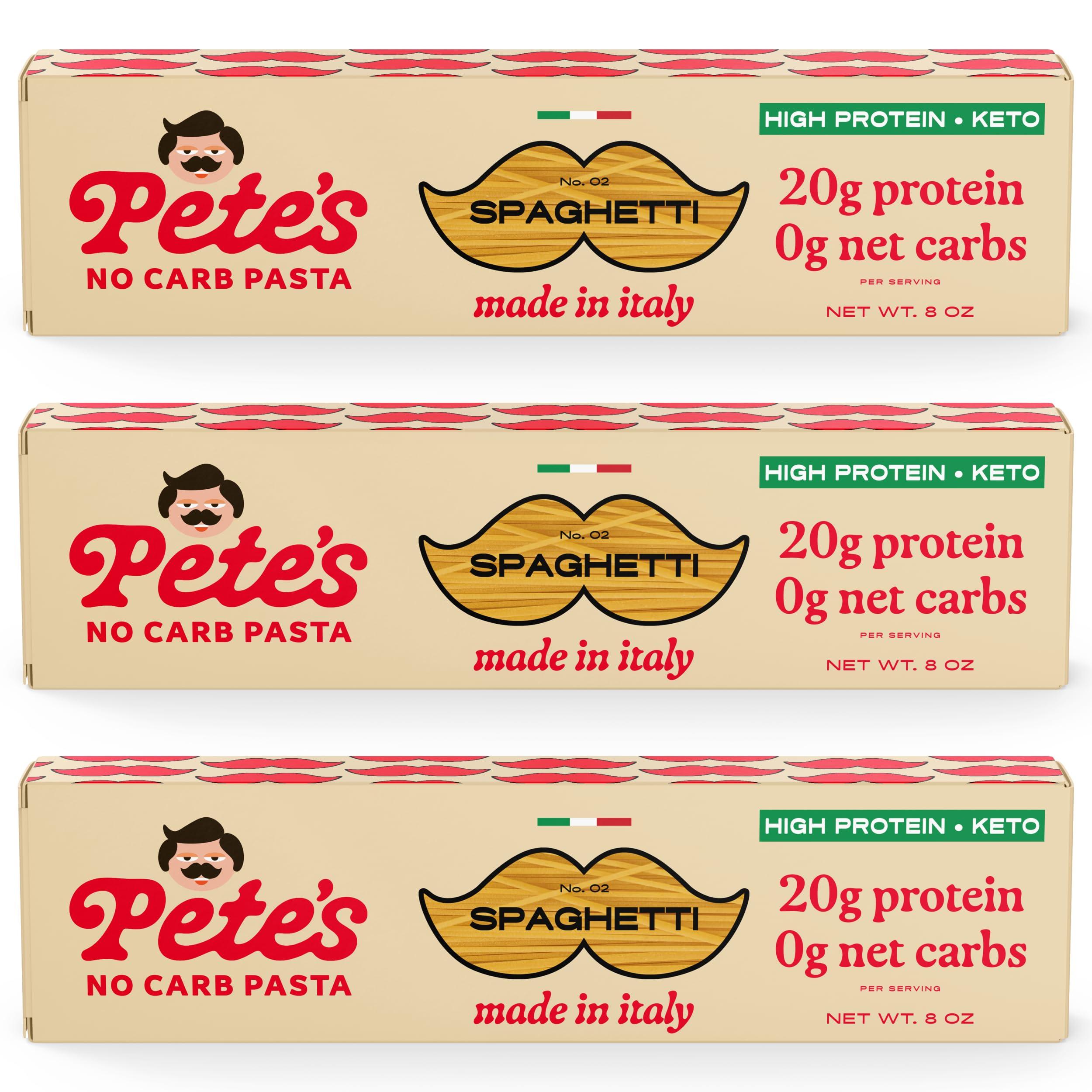 Pete\'s Pasta Pete\'s Pasta Spaghetti Noodles | 20g High Protein, No Carb Pasta | Keto, Carb Free Pasta | Healthy, Zero Carb Italian Pasta From Italy | 3-Pack, 8oz