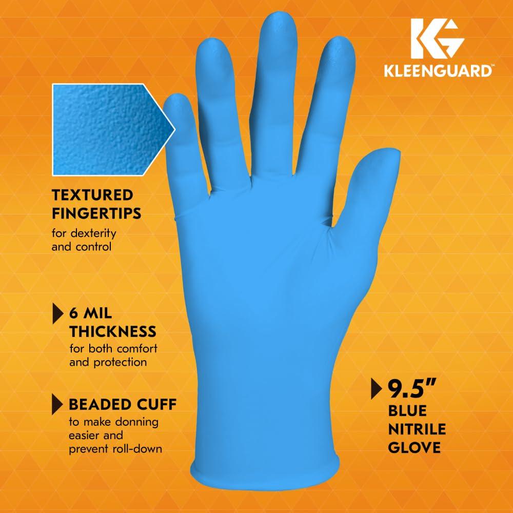 KLEENGUARD Kleenguard G10 2Pro Blue Nitrile Gloves (54423), 6 Mil, Ambidextrous, Touchscreen Compatible, L (100 Gloves/Box)