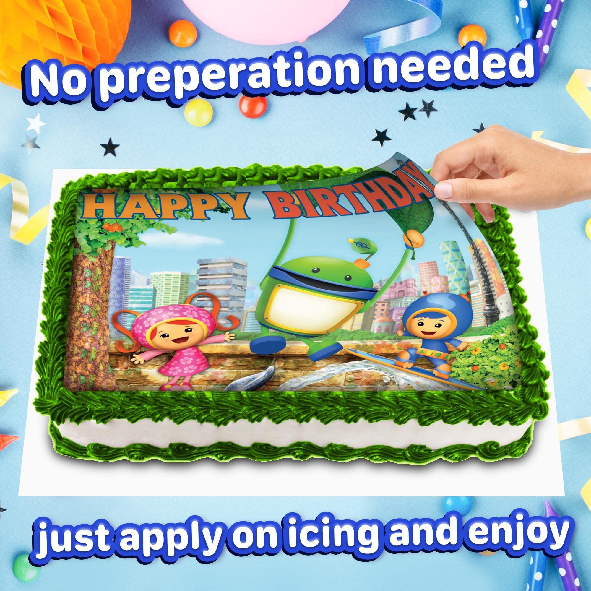 HAPPY CHOICES 8 Inch Team Umizoomi Cake Topper –Square Edible Birthday Cake Decorations, Happy Birthday Cake