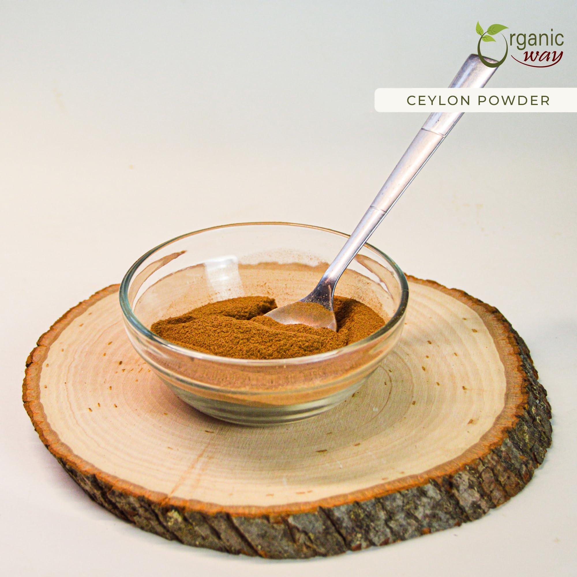 Organic Way Organic Way True Ceylon Cinnamon Powder - Kosher & USDA Certified | Raw, Vegan, Non-GMO & Gluten Free | Freshly Grounded Premium Cinnamon | Resealable Bag | 100% Raw from Sri Lanka (1/2LBS / 8Oz)