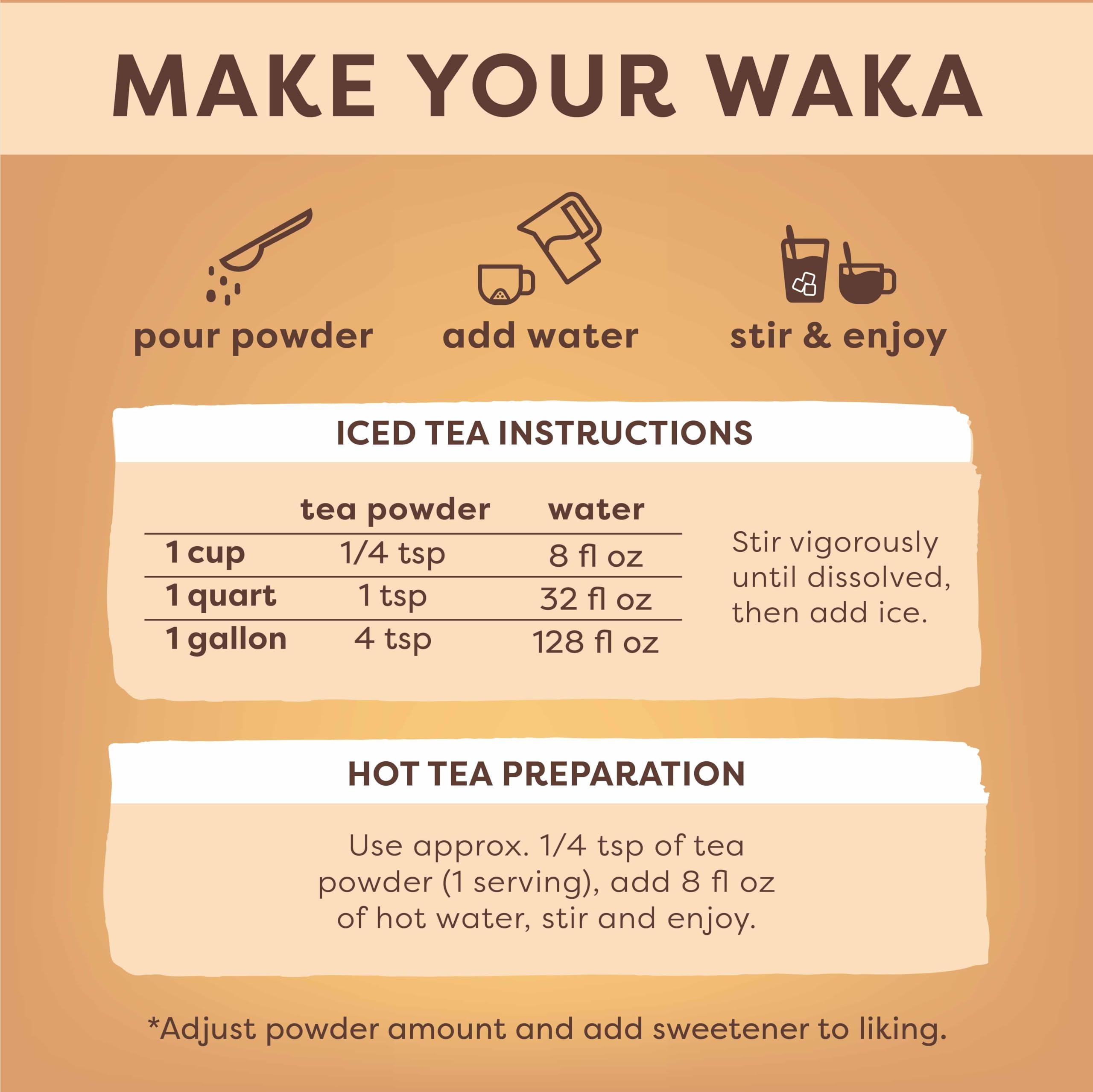 Waka Coffee Waka Instant Tea Mix, 3 Bag Bundle - 100% Tea Leaves, No Additives, Unsweetened Tea Powders - Kenyan Black, Classic Green, Raspberry Flavored Green (4.5oz Each)