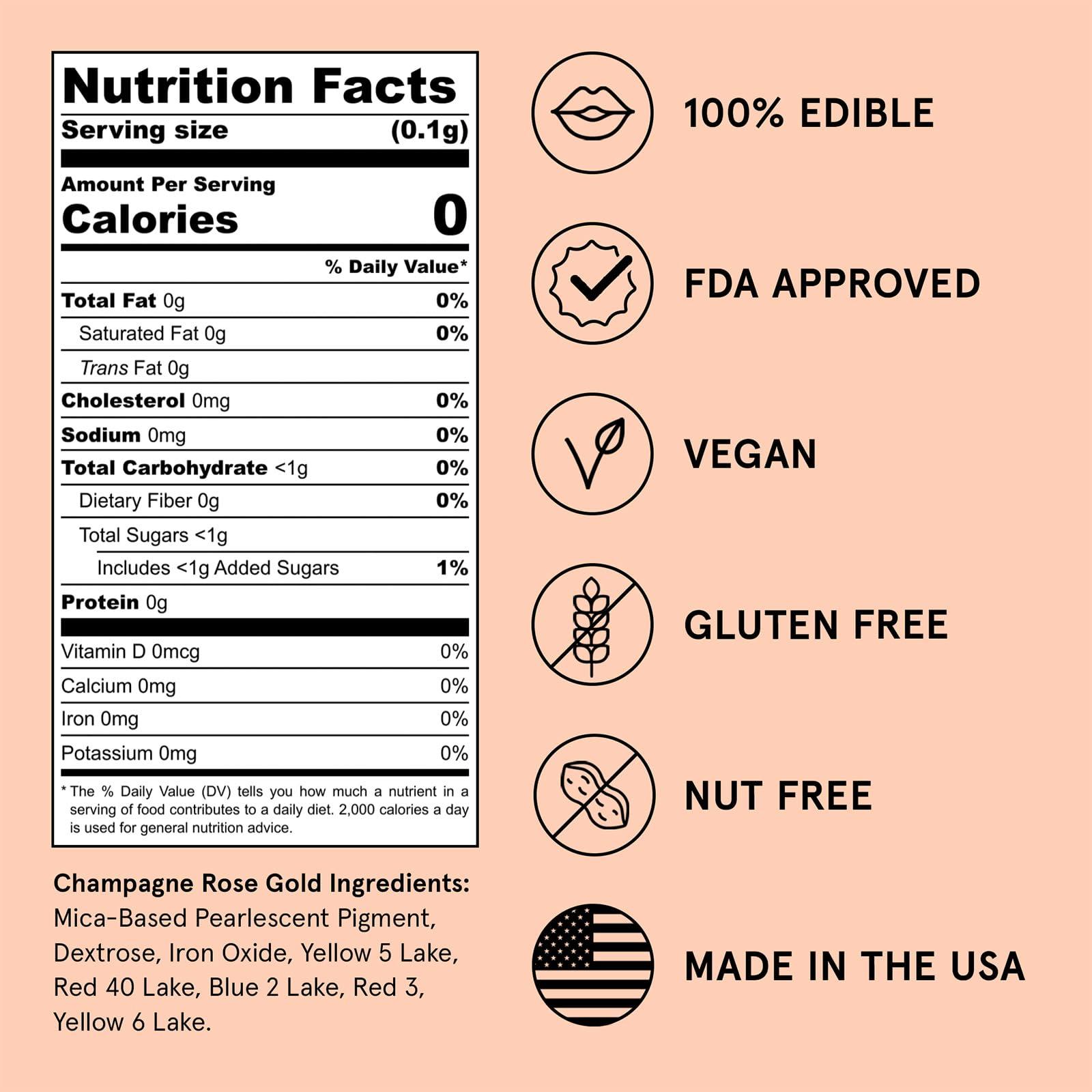 Fancy Sprinkles Fancy Sprinkles Premium Prism Powder Edible Glitter Bulk Jars and Sets for Baking, Cake, Cookie and Cocktail Decorating (Champagne Rose Gold, 25g)