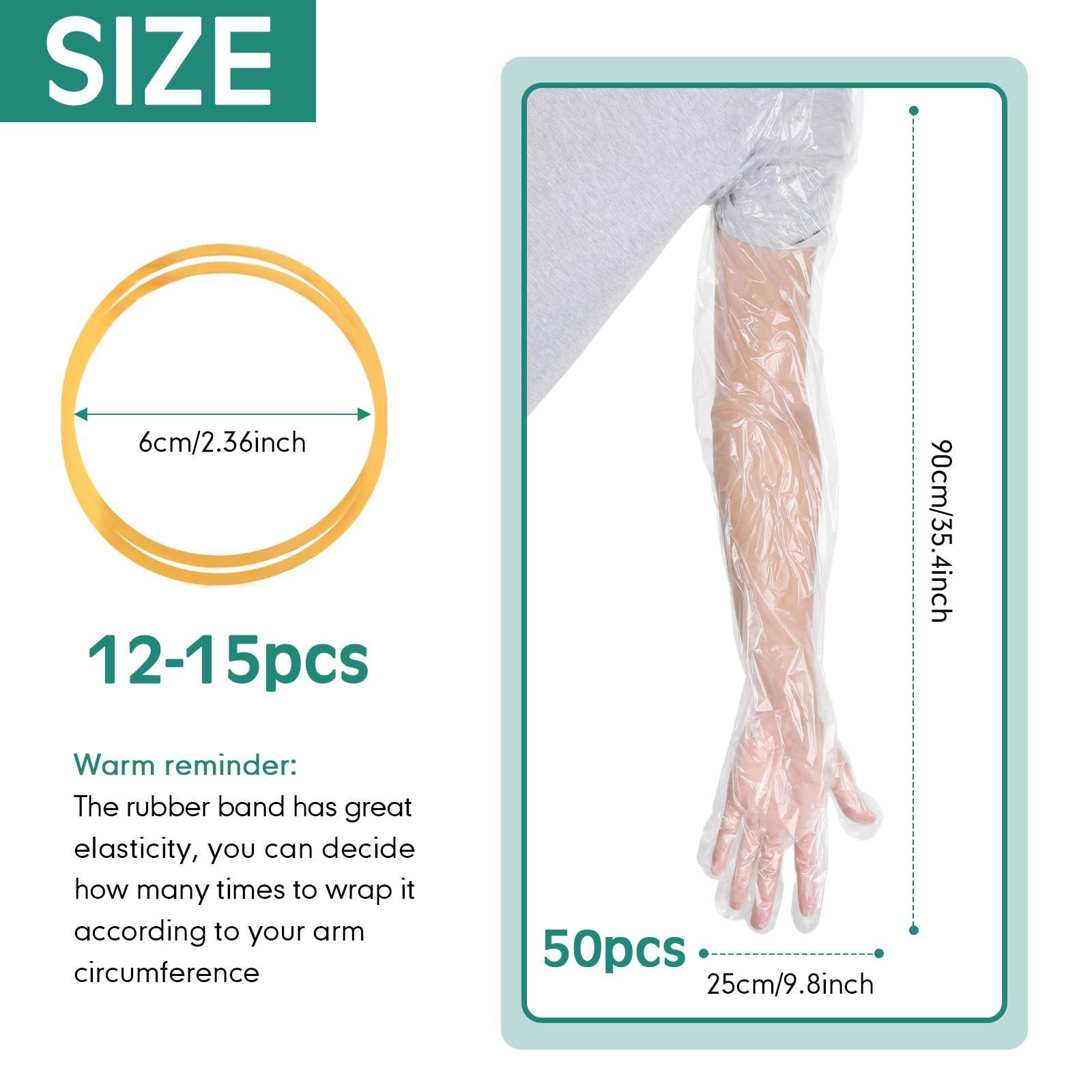 Lauwell Lauwell 50 Pcs Disposable Dressing Gutting Gloves 35 Inch Shoulder Length Field Dressing Gloves Veterinary Insemination Glove(White)