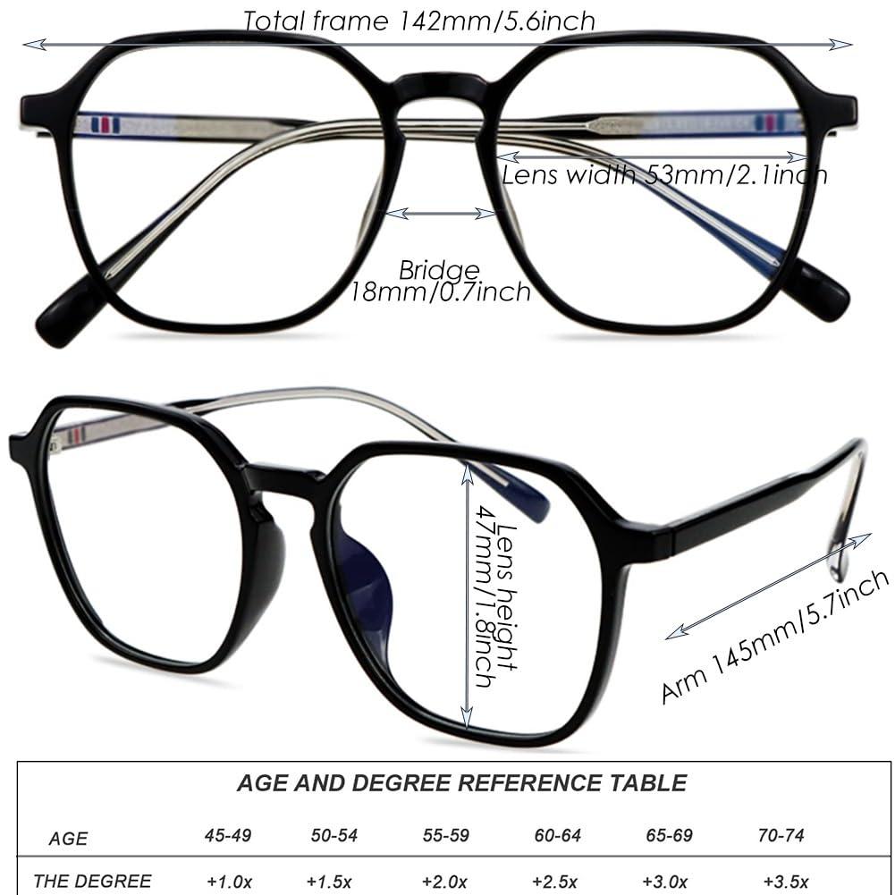 Generic Stylish Oversized Progressive Multifocal Photochromic Reading Glasses for Men, TR90 Flexible Frame Resin Lens Eyeglasses (Color : Black, Size : 2.0x)