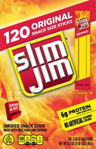 Slim Jim Slim Jim Snack-Sized Smoked Meat Stick, Original Flavor, .28 Oz. 120-Count