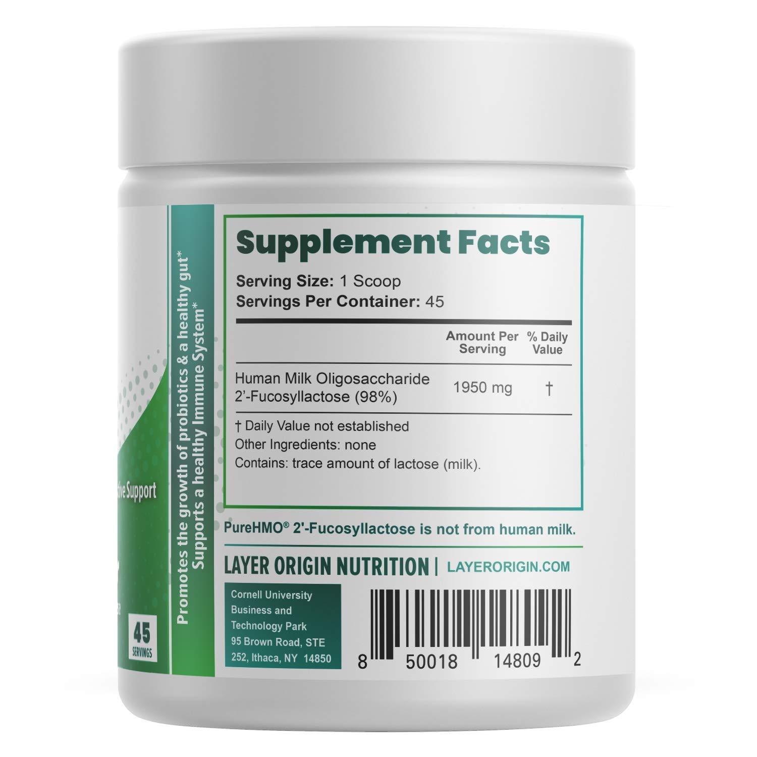 Layer Origin Layer Origin | PureHMO Human Milk Oligosaccharide (HMO 2'-FL) Prebiotic Powder - Feed 200 Billion Probiotics/Scoop, 45 Servings