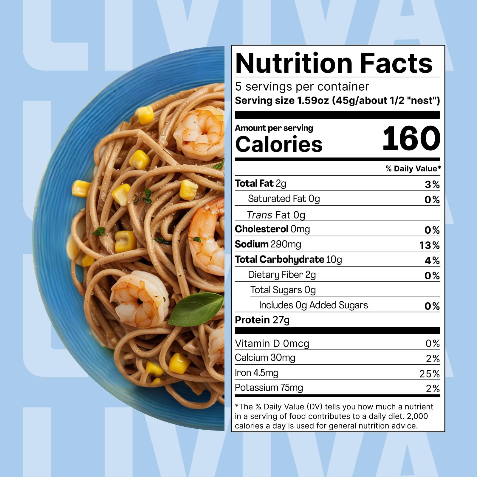 LIVIVA LIVIVA Low Carb High Protein KETO Spaghetti Noodle Pasta 6 Pk 135 g Protein per Box with Pea Protein & Konjac Flour - 8g Net Carbs, Diabetic-Friendly - Ready to Eat in 3 4 mins - Healthy Al Dente Pasta