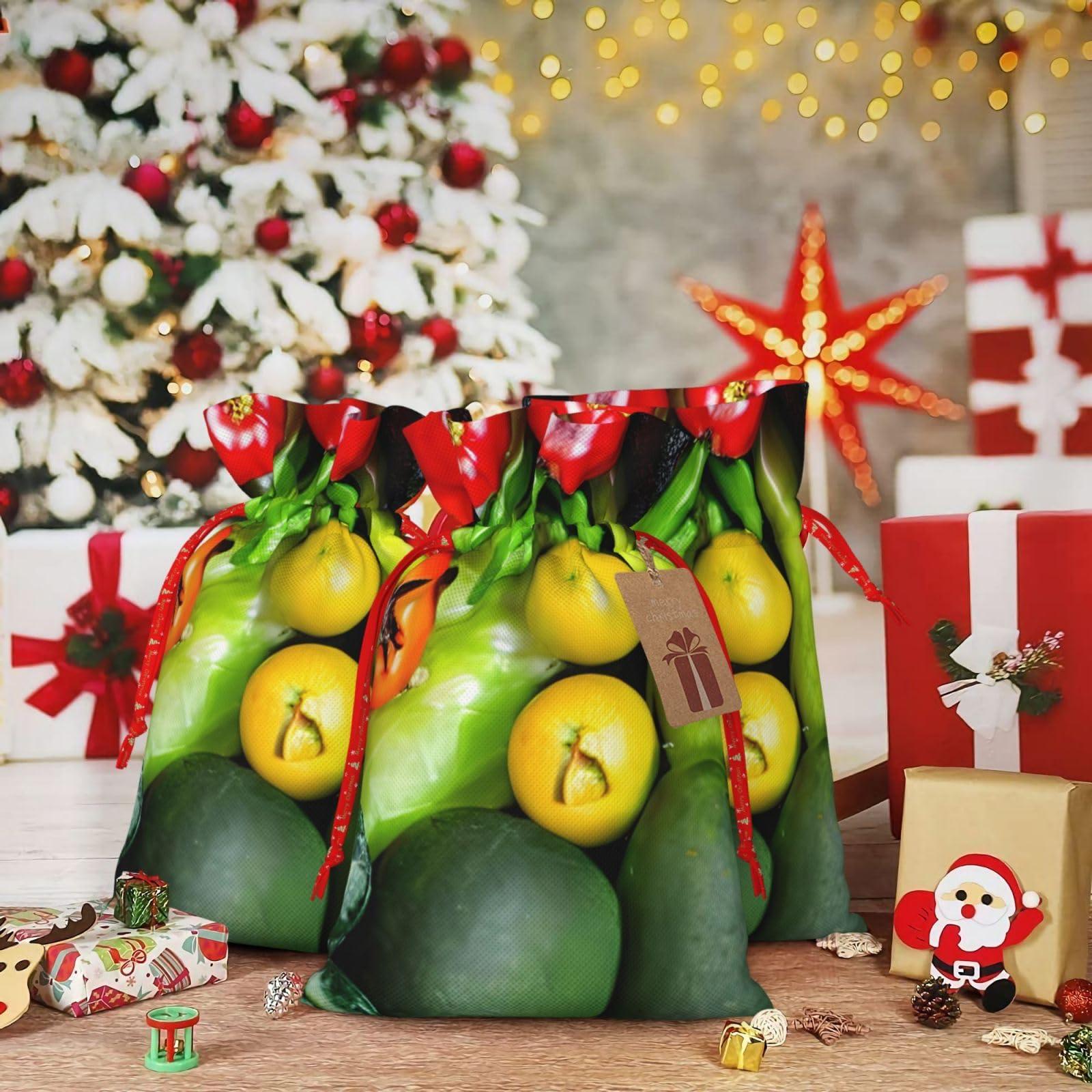 Fresqa Fresh Vegetables Fruits Reusable Christmas Gift Bags Cloth Gift Bags For Endearing Presentation-Memorable Moments
