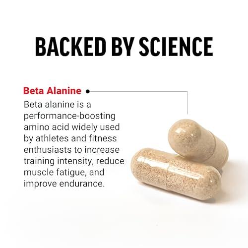 Force Factor FORCE FACTOR Beta Alanine Capsules, Beta-Alanine Endurance Supplement to Boost Performance & Reduce Fatigue, Clinical Dose, Premium Quality, Vegan, Non-GMO, 120 Capsules