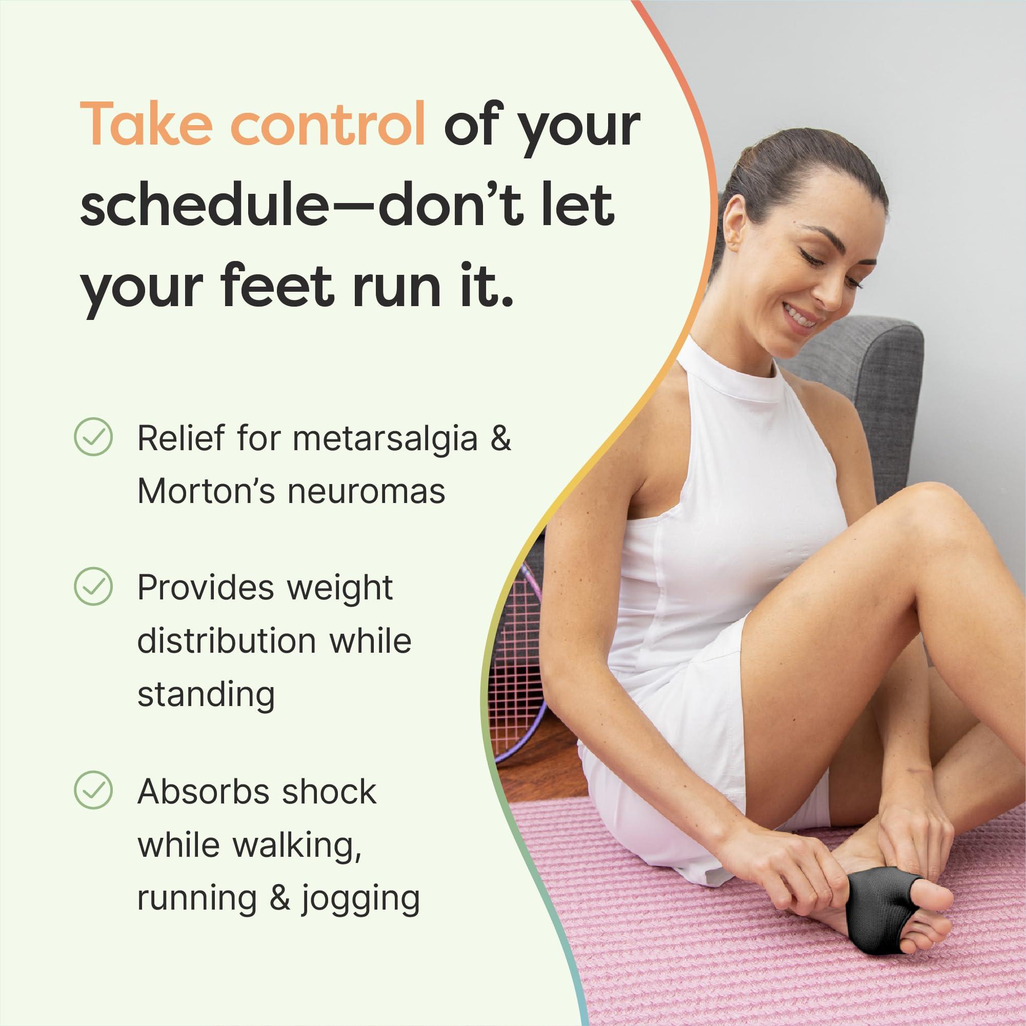 ZenToes ZenToes Metatarsal Pads for Men and Women - Ball of Foot Pain Relief Cushions for Sesamoiditis, Metatarsalgia, Morton's Neuroma - 2 Pairs Fabric Sleeves with Gel Inserts (Small, Black)