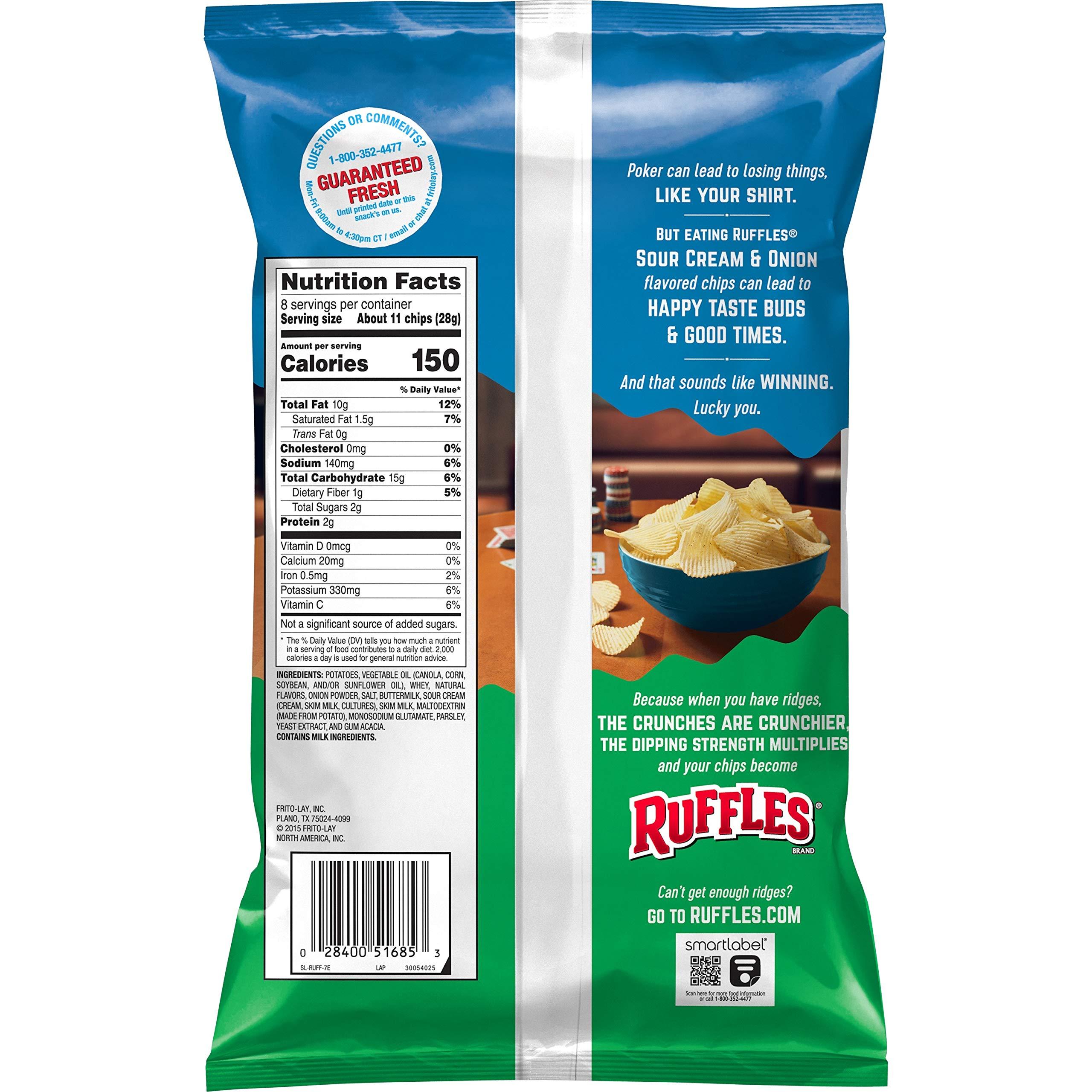 Ruffles Ruffles Potato Chips, Sour Cream & Onion, 8oz Bag