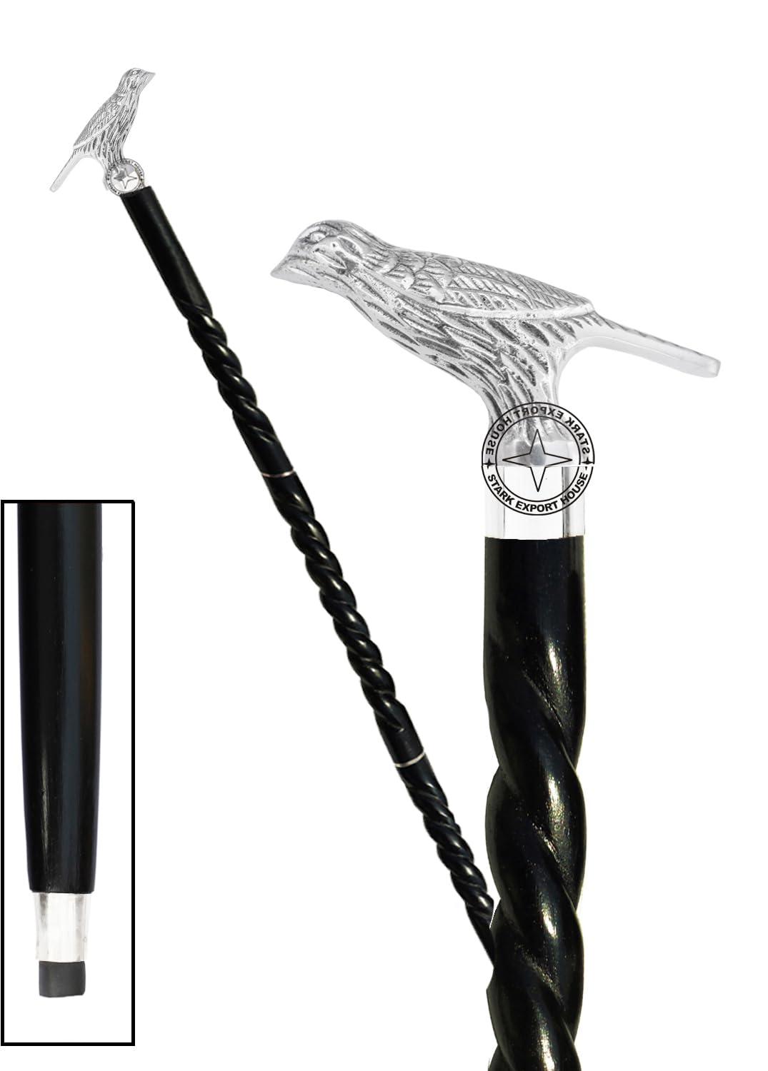 Stark Export House Walking Cane Rosewood Designer Wooden Walking Stick with Nickel Handle Gift for Men & Women 37 inch (XZDR)