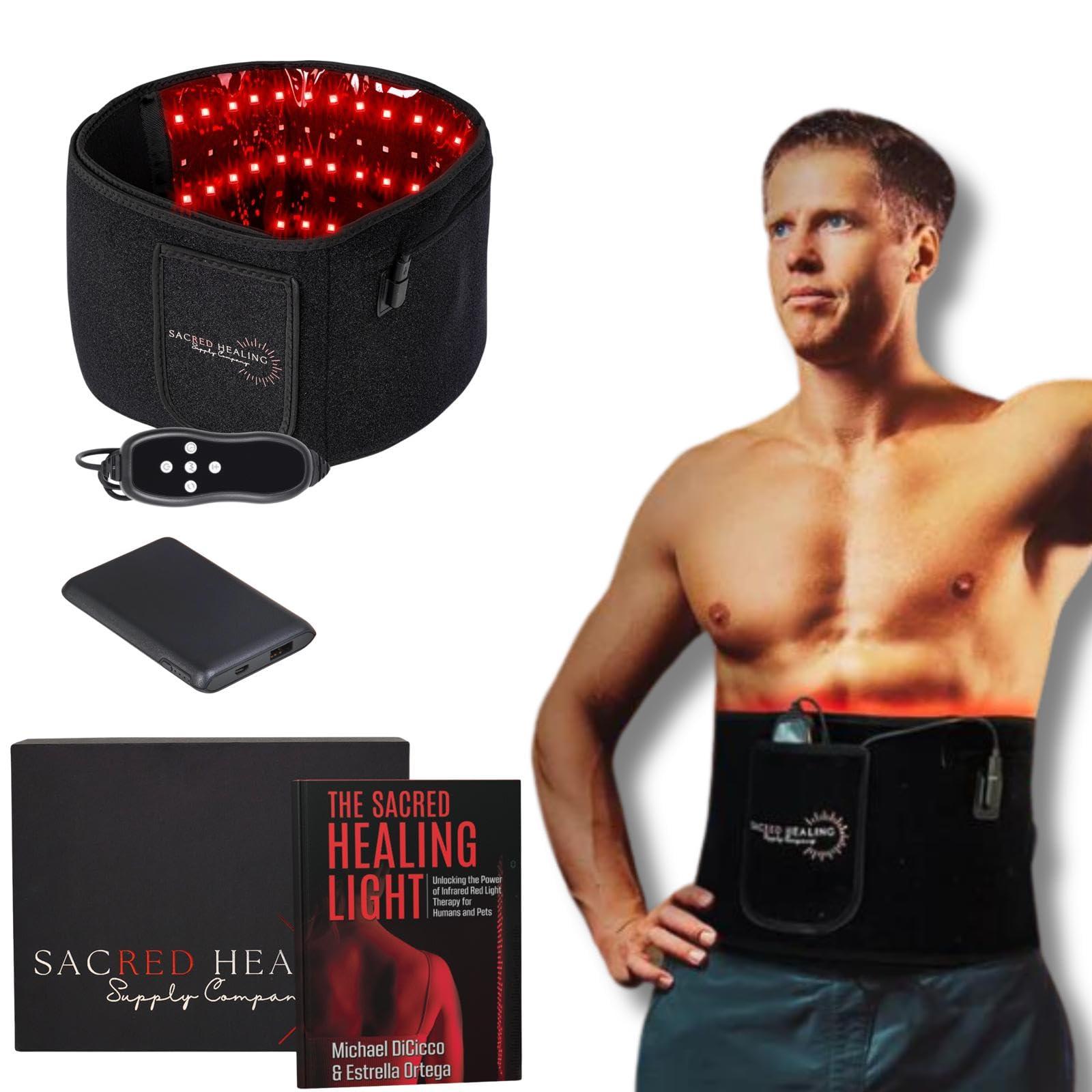 SACRED HEALING SUPPLY COMPANY Sacred Healing Infrared + Red Light Therapy Belt - Full Body Portable Advanced Medical Grade Technology for Pain Relief, Skin Care, Body Contouring and More. Power Bank & Ebook Gift Set