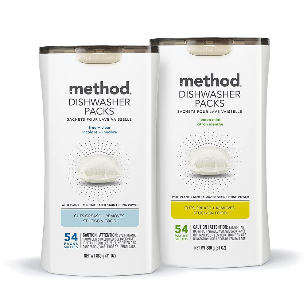 Method Method Dishwasher Detergent Packs, Lemon Mint, 30 count