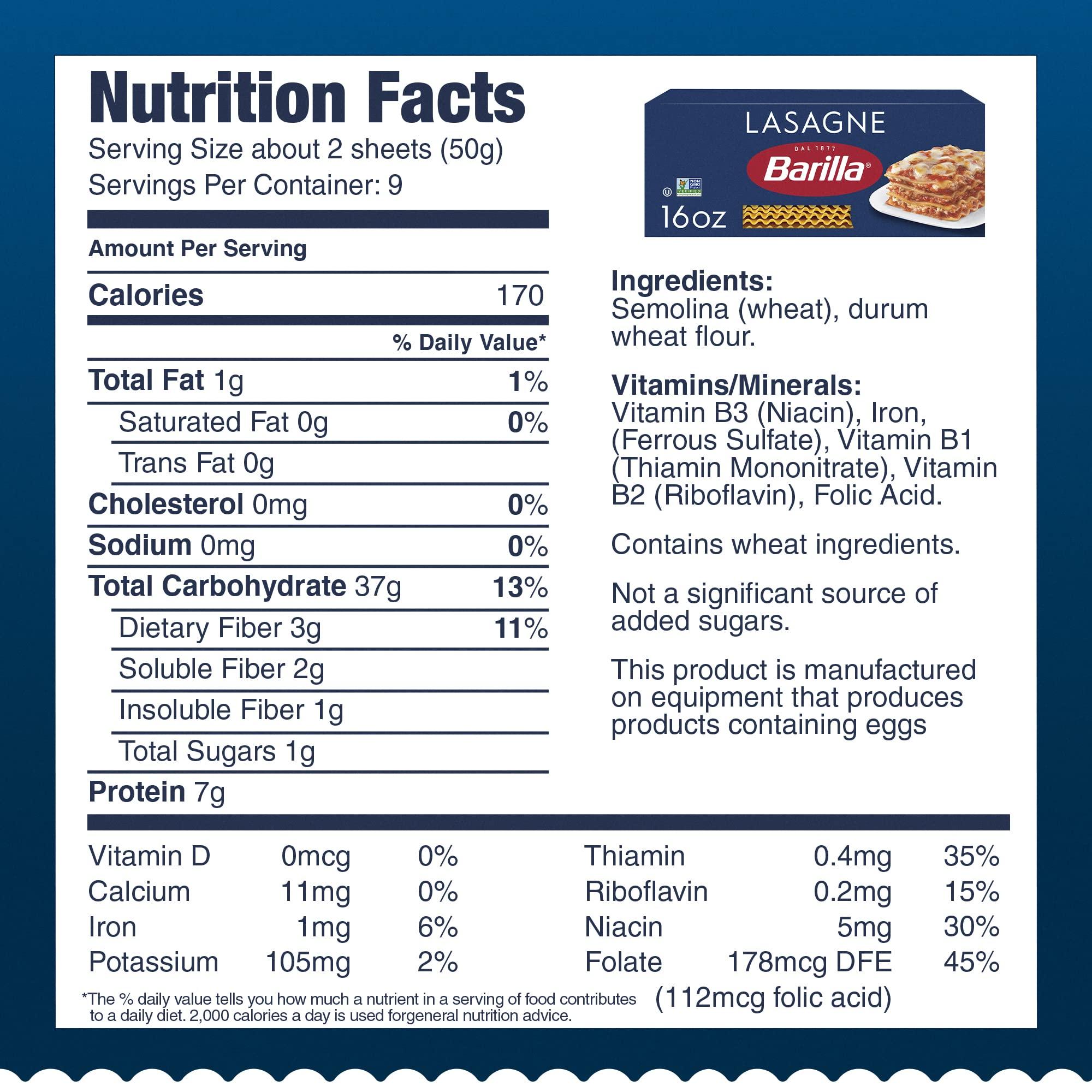 Barilla Barilla Wavy Lasagne Pasta, 16 oz. Boxes (Pack of 12) - Non-GMO Pasta Made with Durum Wheat Semolina - Kosher Certified Pasta
